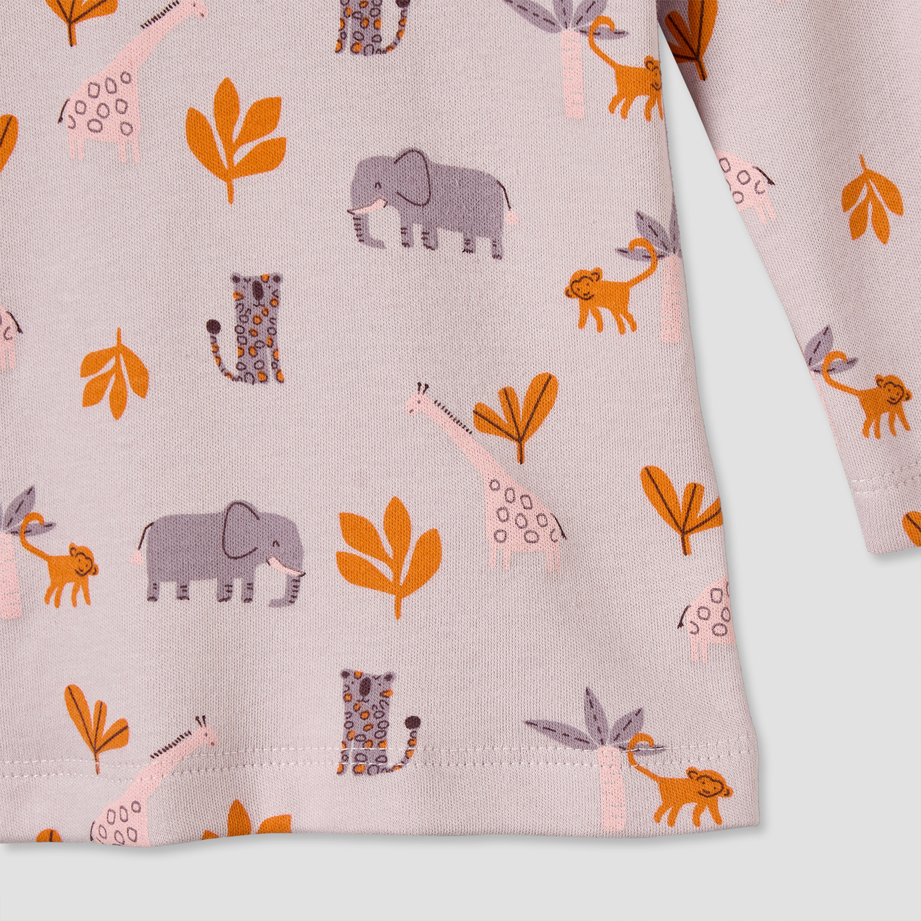 Juniors Cotton Round Neck Long Sleeves Pyjama Set with Safari Print-baby-girls-clothing-nightwear-pyjamasets-image-8