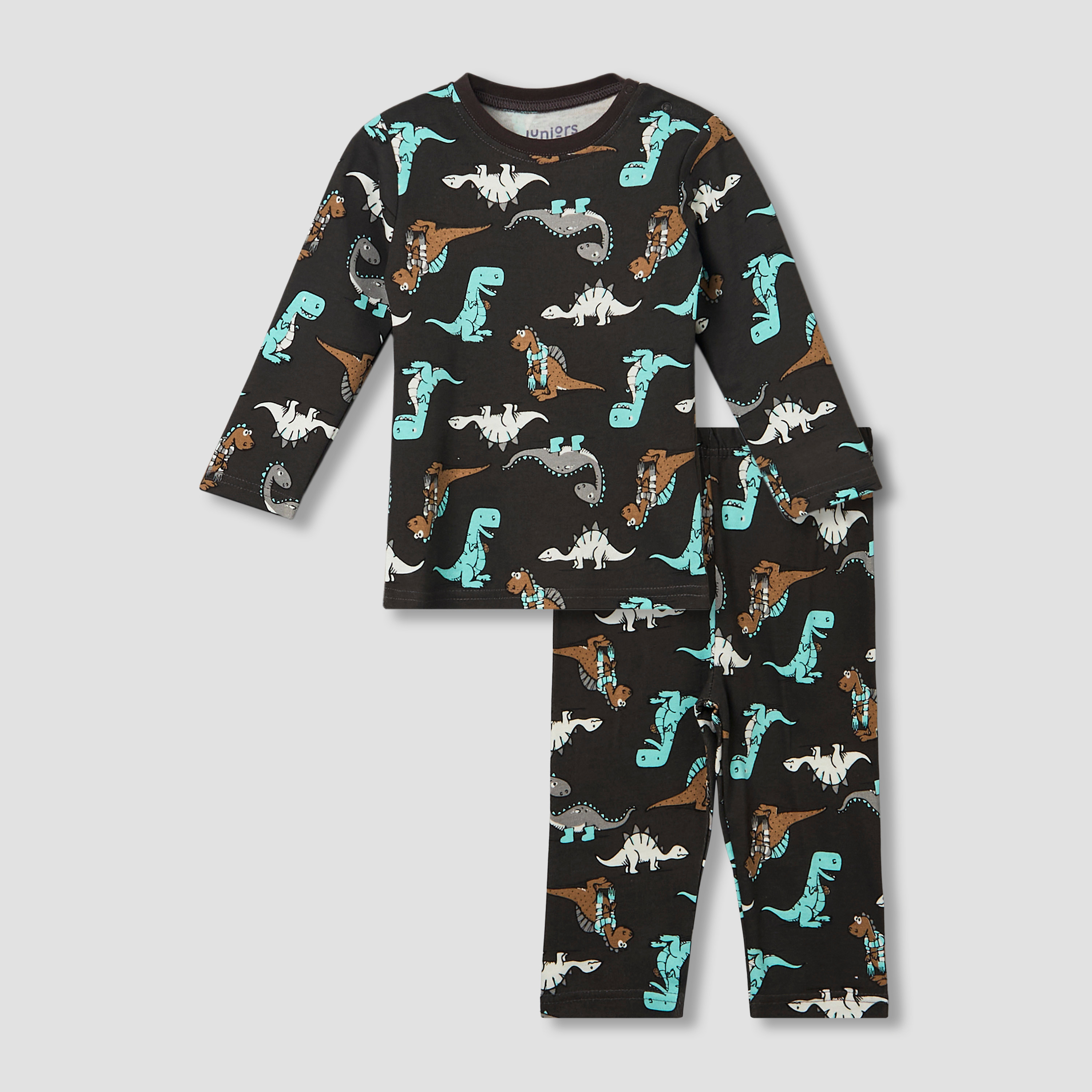 Juniors All-Over Dinosaur Print Long Sleeve T-shirt and Elasticated Pyjama Set-promo_babyshop_Buy3for79_QAT130126-image-2