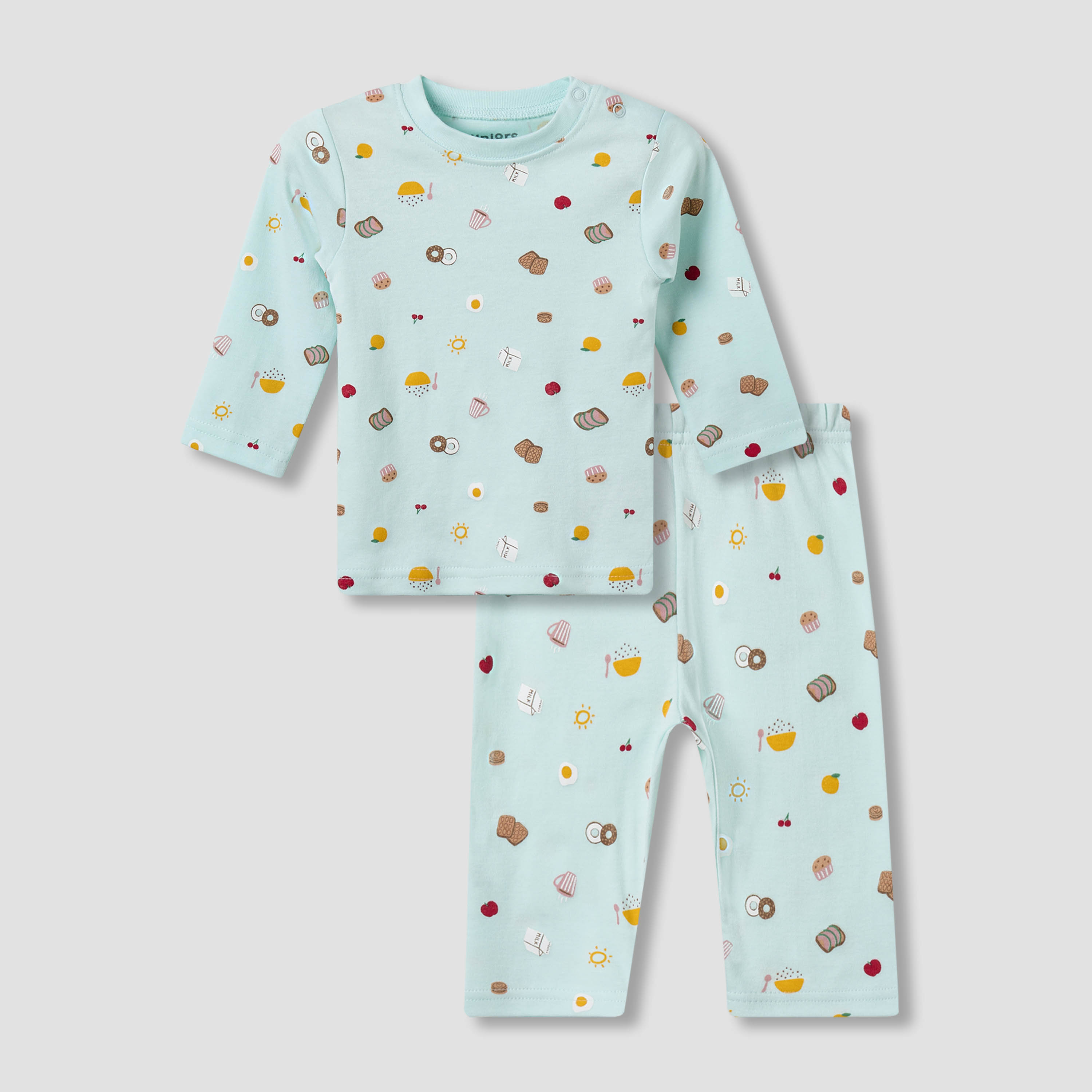 طقم بيجاما قطن بأكمام طويلة وياقة ضيقة وطبعات من جونيورز-baby-boys-clothing-nightwear-pyjamasets-image-1