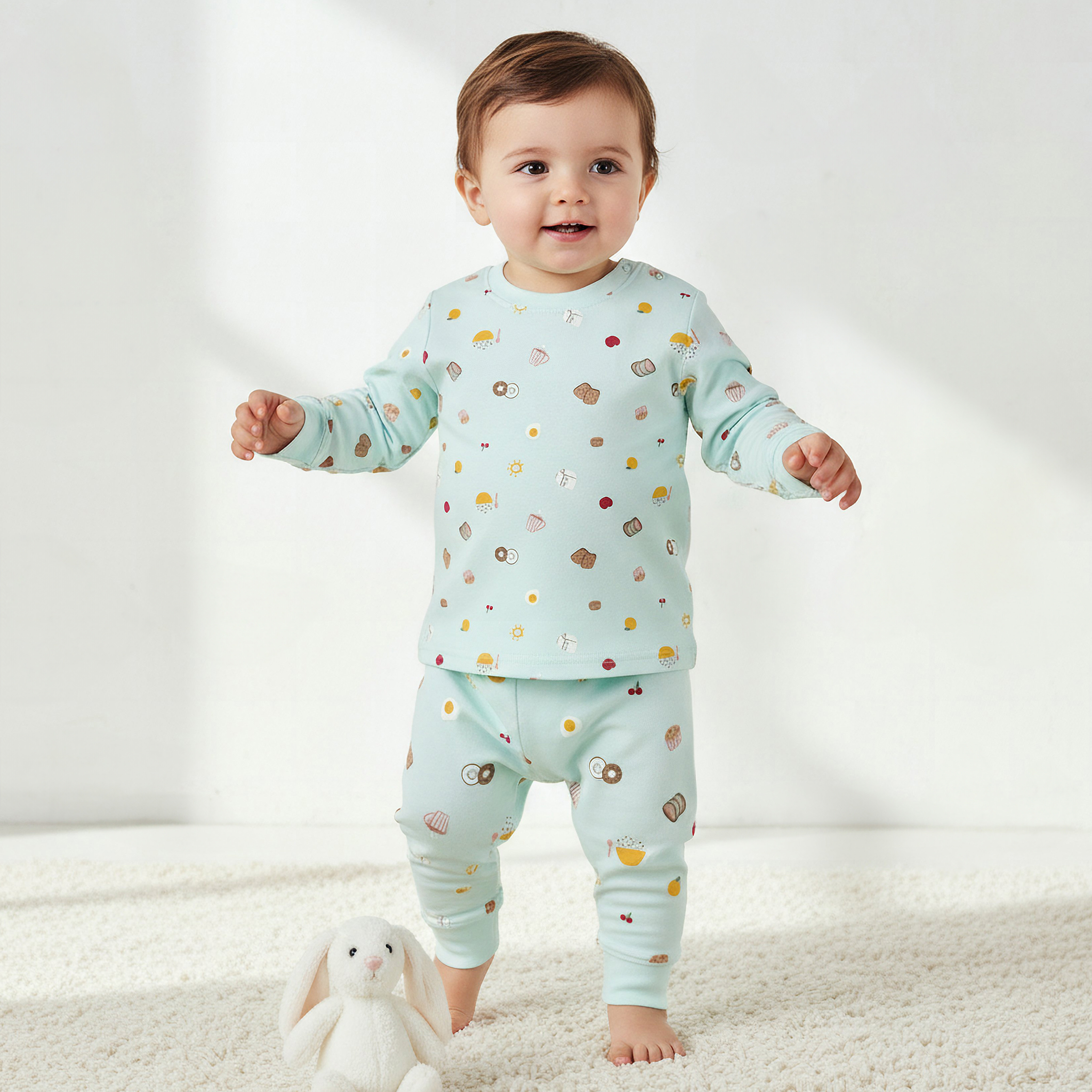 طقم بيجاما قطن بأكمام طويلة وياقة ضيقة وطبعات من جونيورز-baby-boys-clothing-nightwear-pyjamasets-image-2
