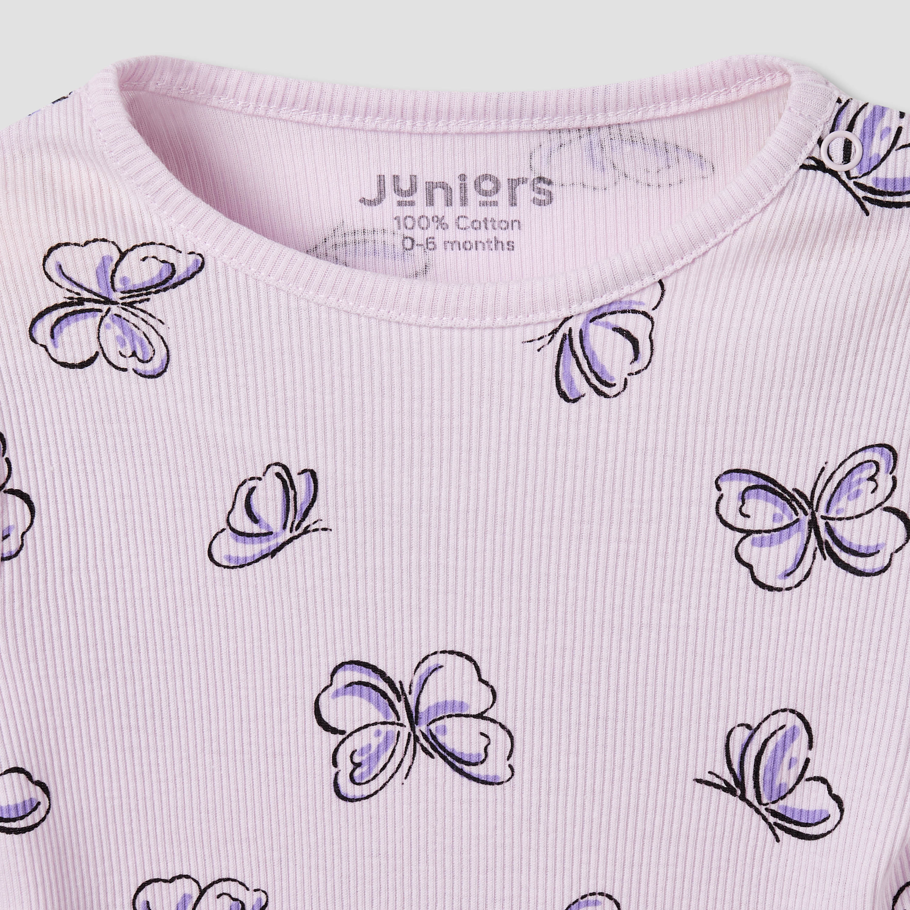 Juniors Cotton Round Neck Long Sleeves Pyjama Set with Butterfly Print-baby-girls-clothing-nightwear-pyjamasets-image-5