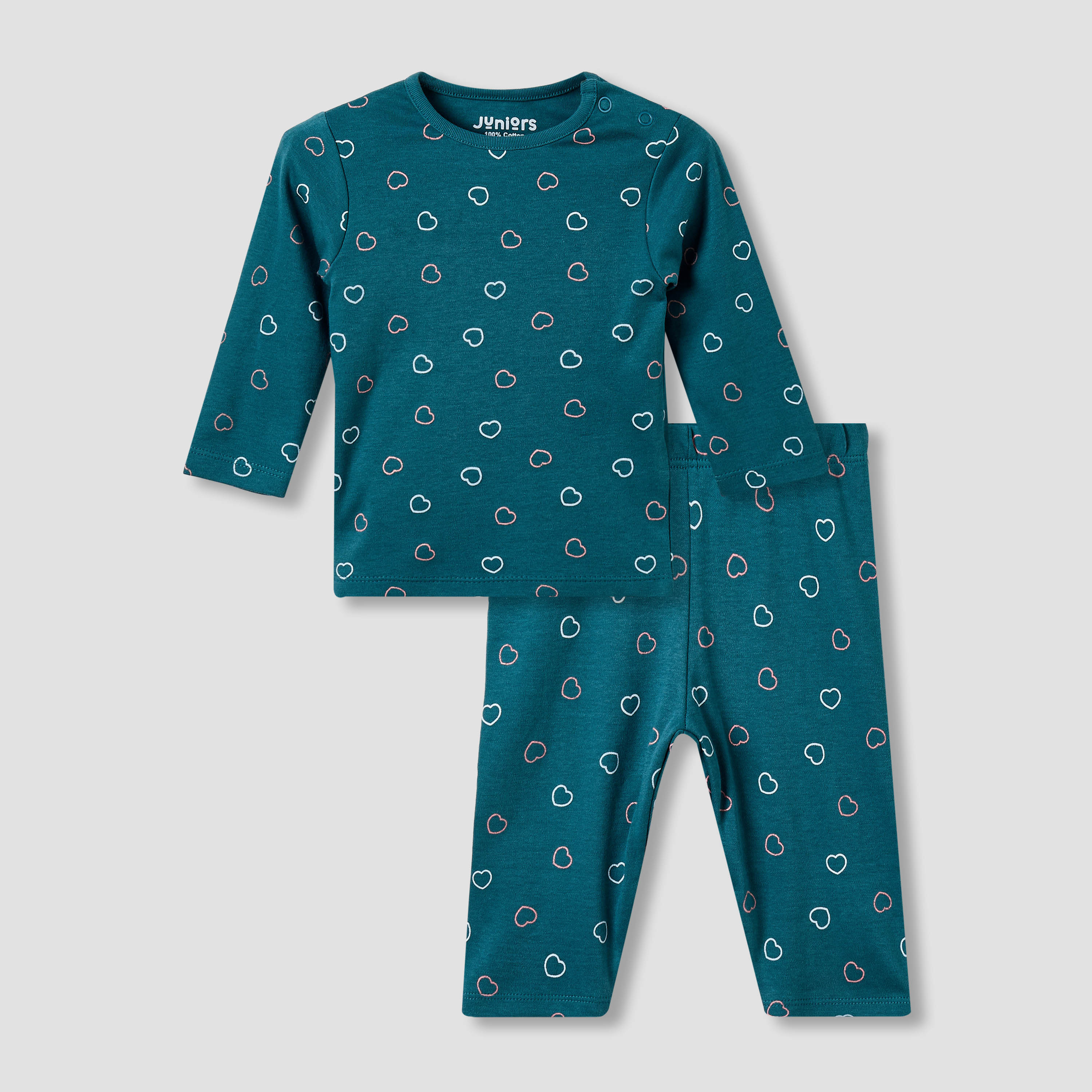 Juniors All-Over Heart Print T-shirt and Pyjama Set-baby-girls-clothing-nightwear-pyjamasets-image-2