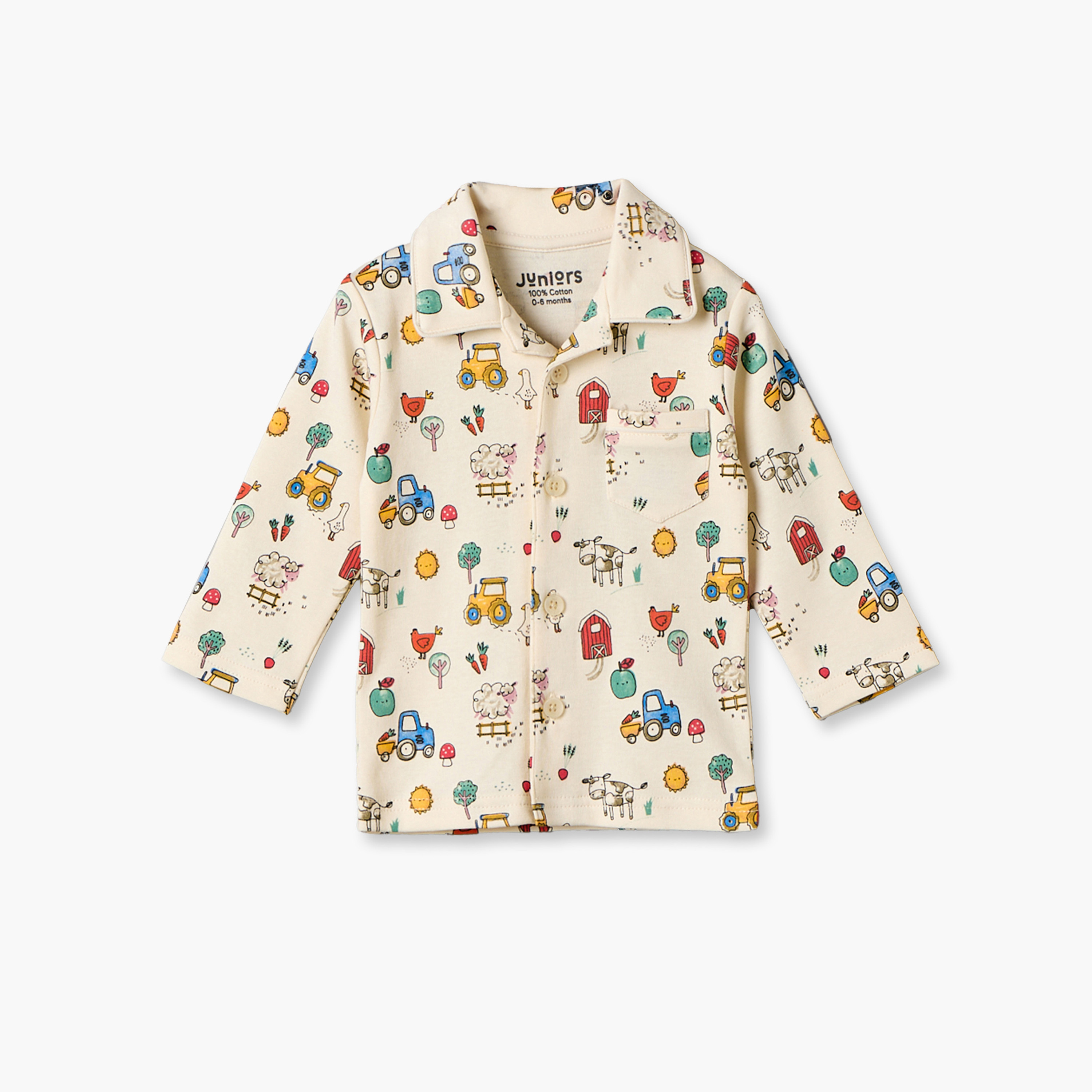 طقم بيجاما قطن بياقة وأكمام طويلة وطبعات من جونيورز-baby-boys-clothing-nightwear-pyjamasets-image-3
