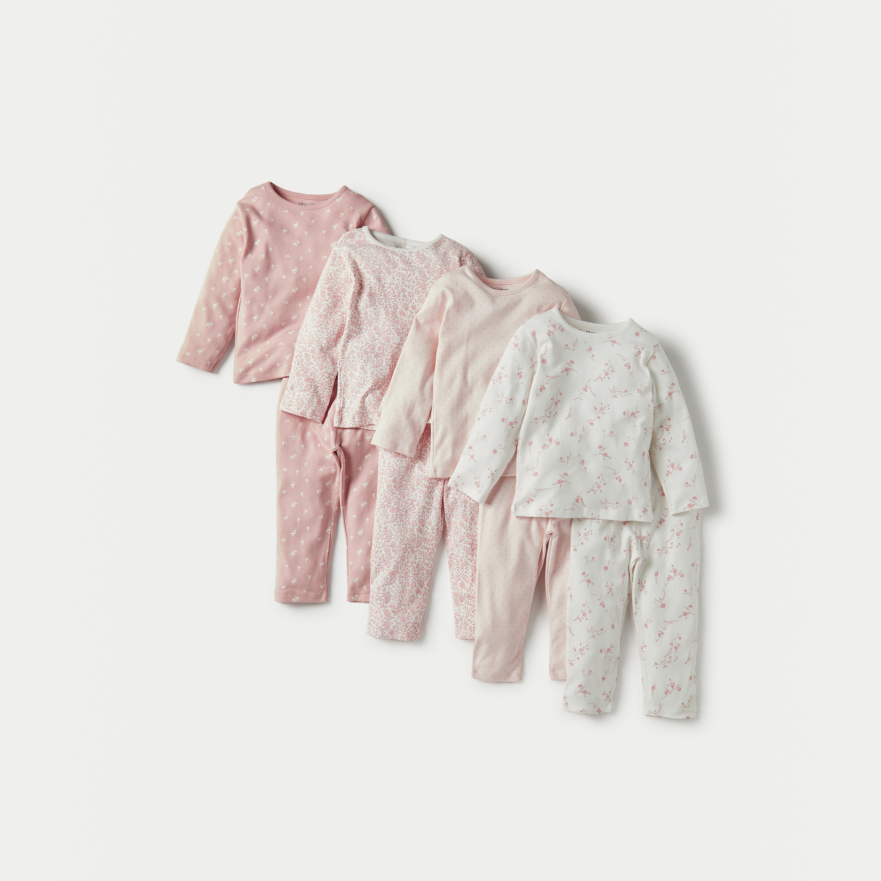 Juniors All-Over Floral Print T-shirt with Pyjamas - Set of 4-baby-girls-clothing-nightwear-pyjamasets-image-1