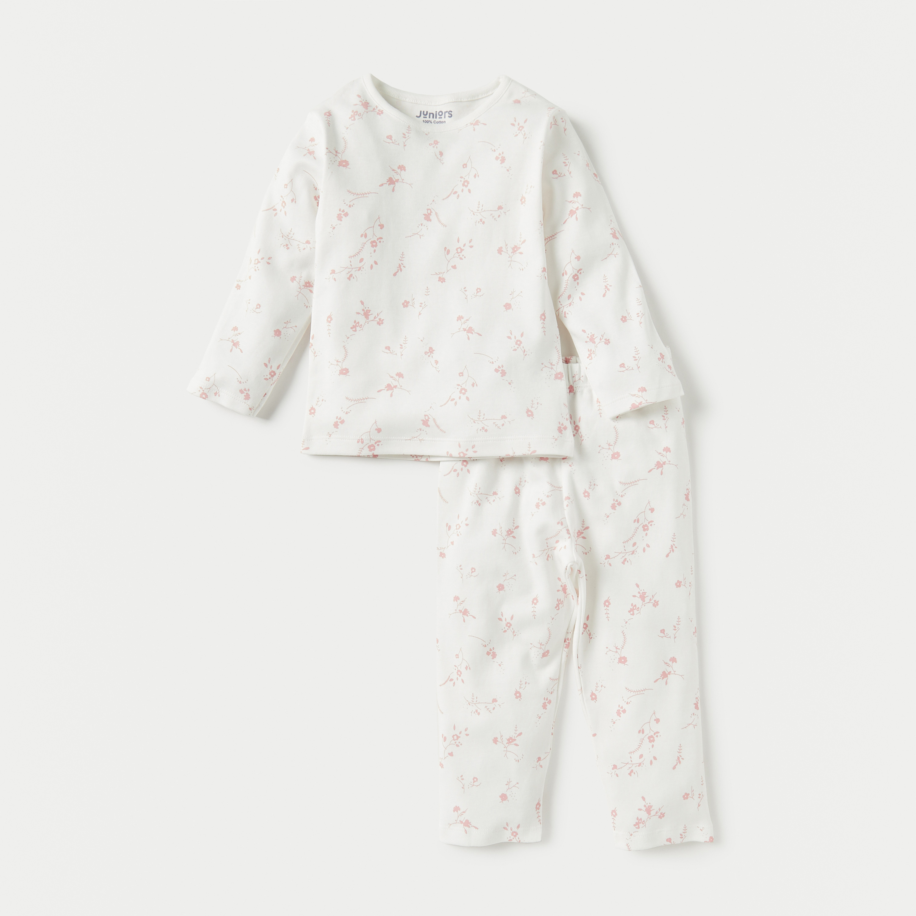 Juniors All-Over Floral Print T-shirt with Pyjamas - Set of 4-baby-girls-clothing-nightwear-pyjamasets-image-3