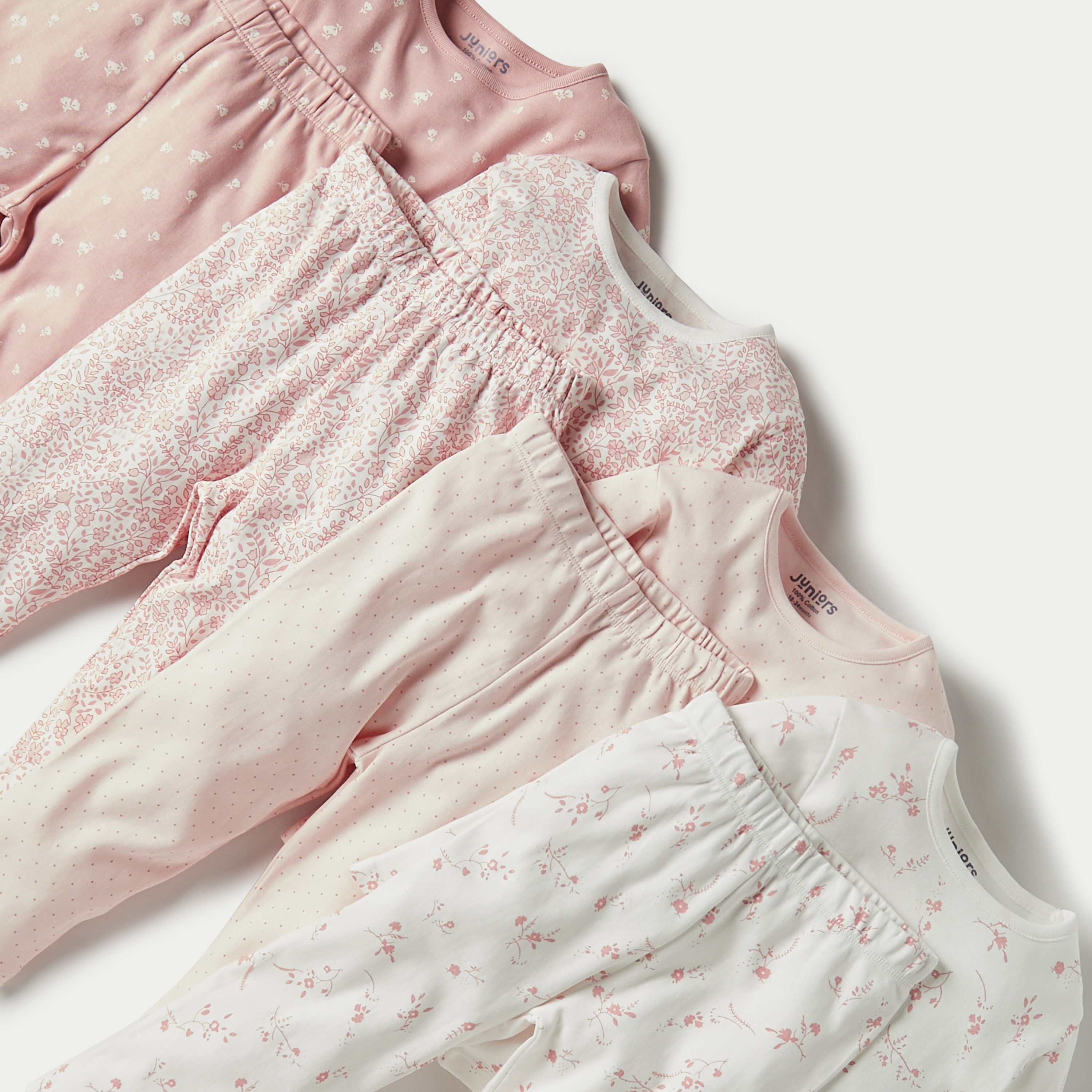Juniors All-Over Floral Print T-shirt with Pyjamas - Set of 4-baby-girls-clothing-nightwear-pyjamasets-image-6