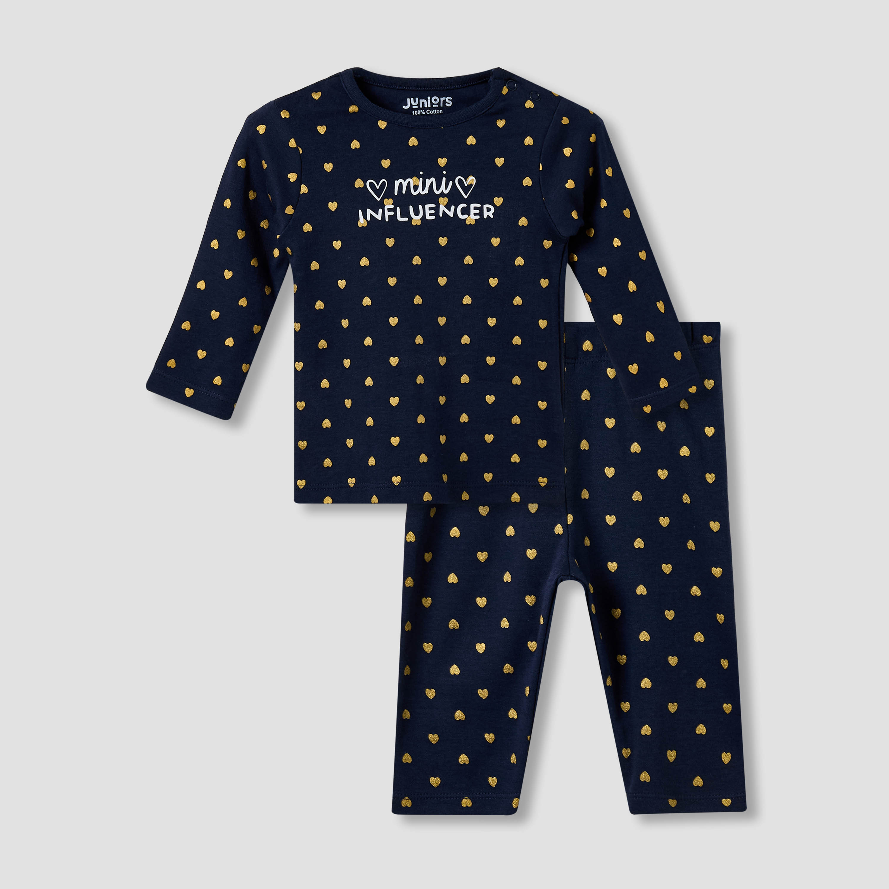 Juniors All-Over Heart Print T-shirt and Pyjama Set-baby-girls-clothing-nightwear-pyjamasets-image-2