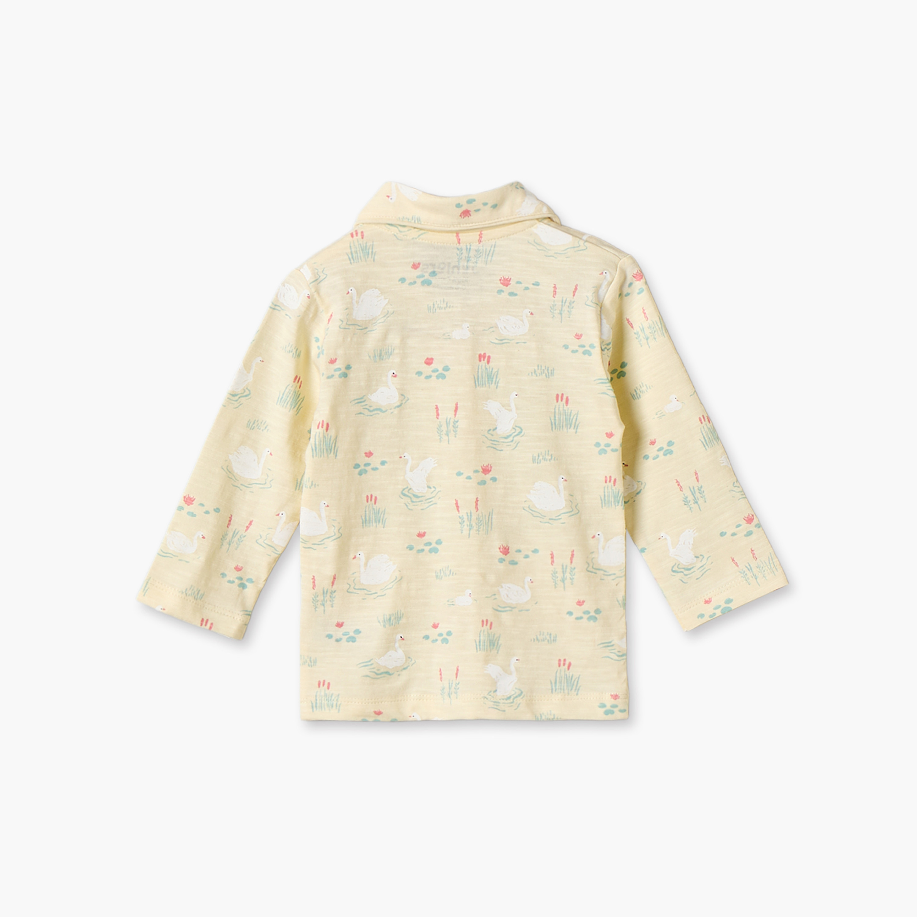 Juniors Cotton Collared Long Sleeves Pyjama Set with Swan Print-baby-girls-clothing-nightwear-pyjamasets-image-5