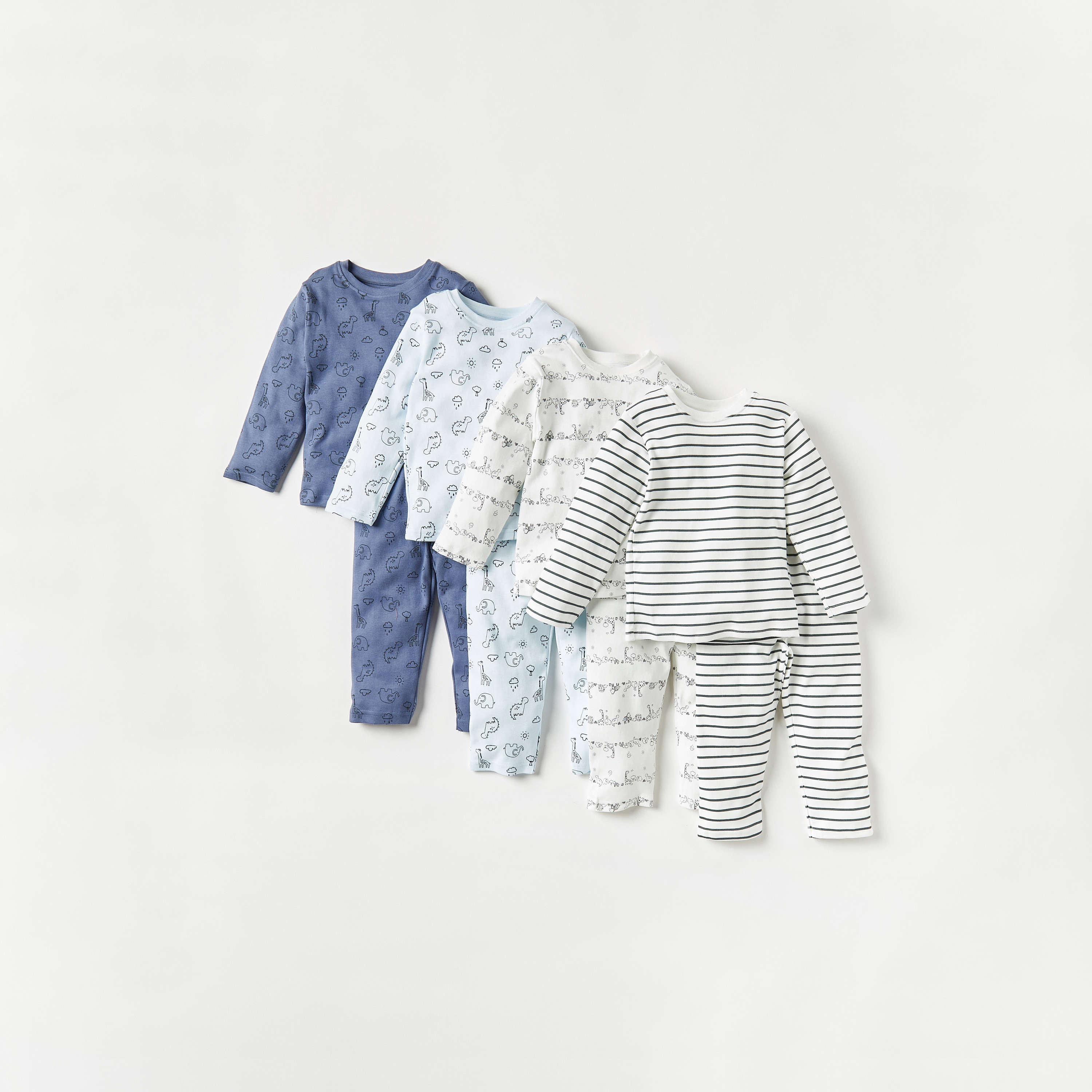 بنطلون بيجاما وتيشيرت بطبعات من جونيورز - طقم من 4 قطع-baby-boys-clothing-nightwear-pyjamasets-image-1