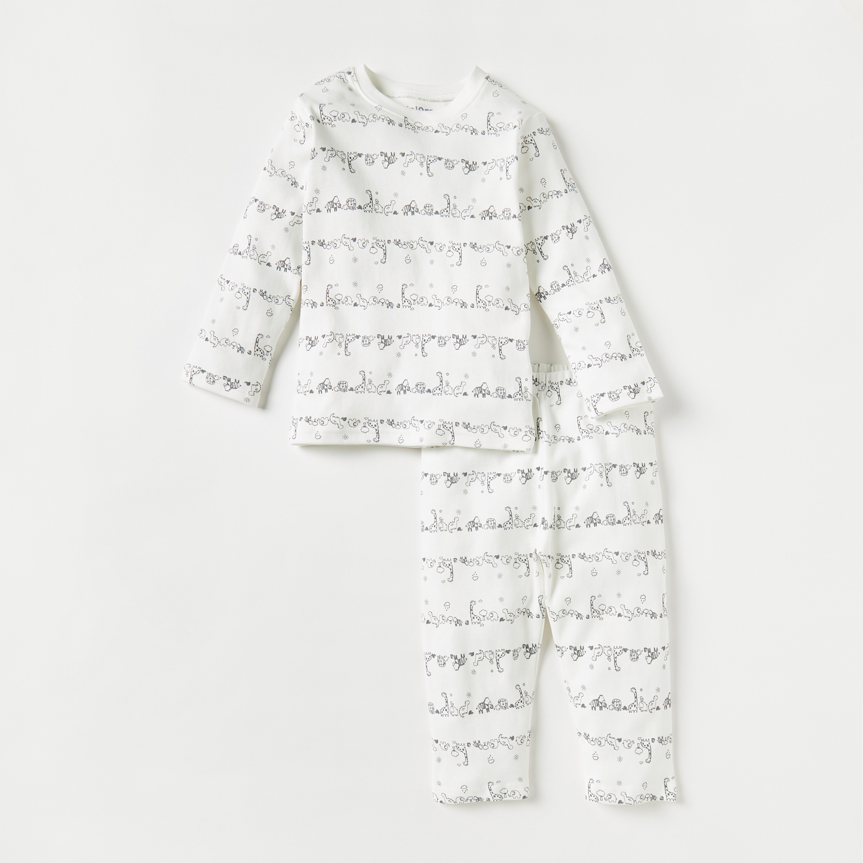 بنطلون بيجاما وتيشيرت بطبعات من جونيورز - طقم من 4 قطع-baby-boys-clothing-nightwear-pyjamasets-image-2