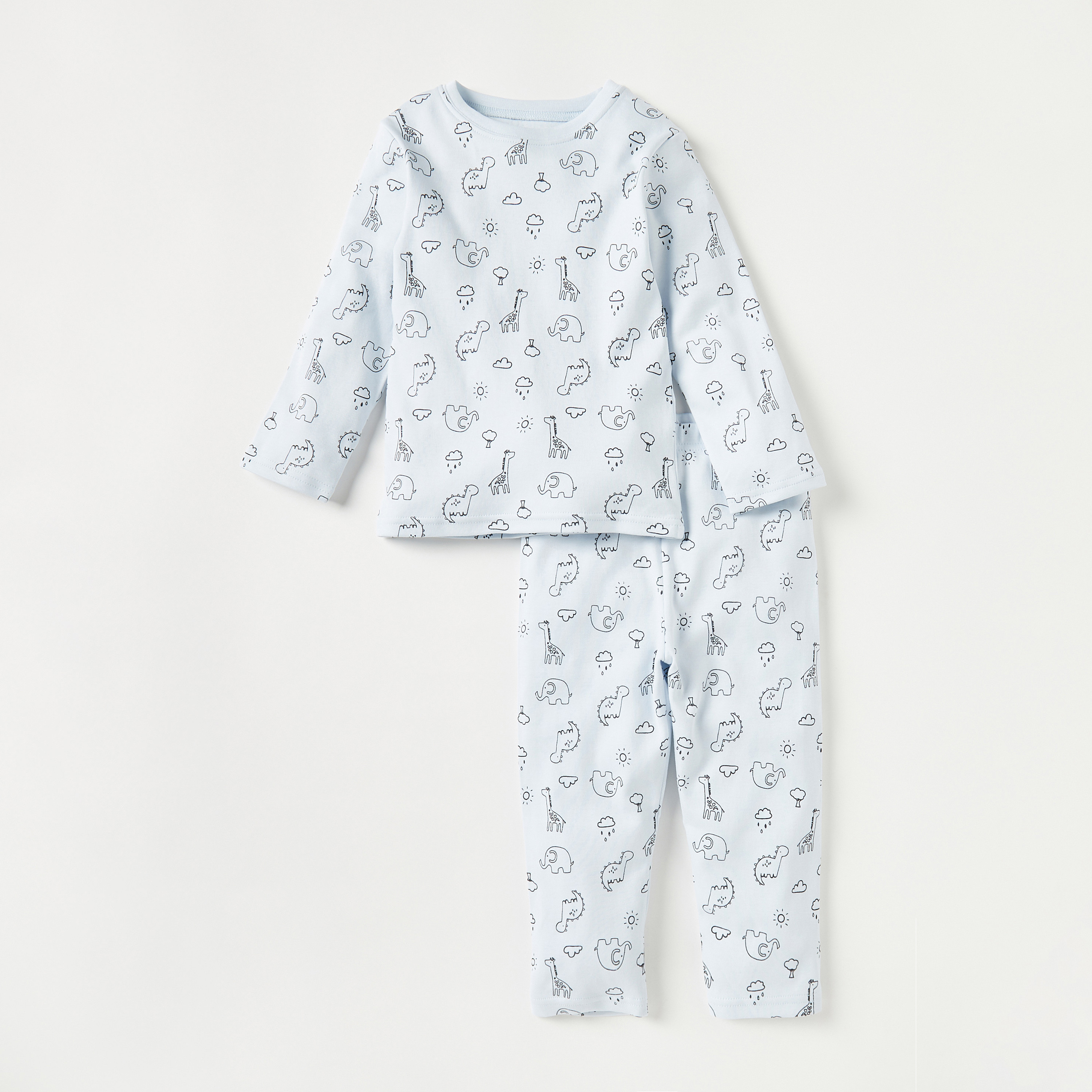 بنطلون بيجاما وتيشيرت بطبعات من جونيورز - طقم من 4 قطع-baby-boys-clothing-nightwear-pyjamasets-image-3