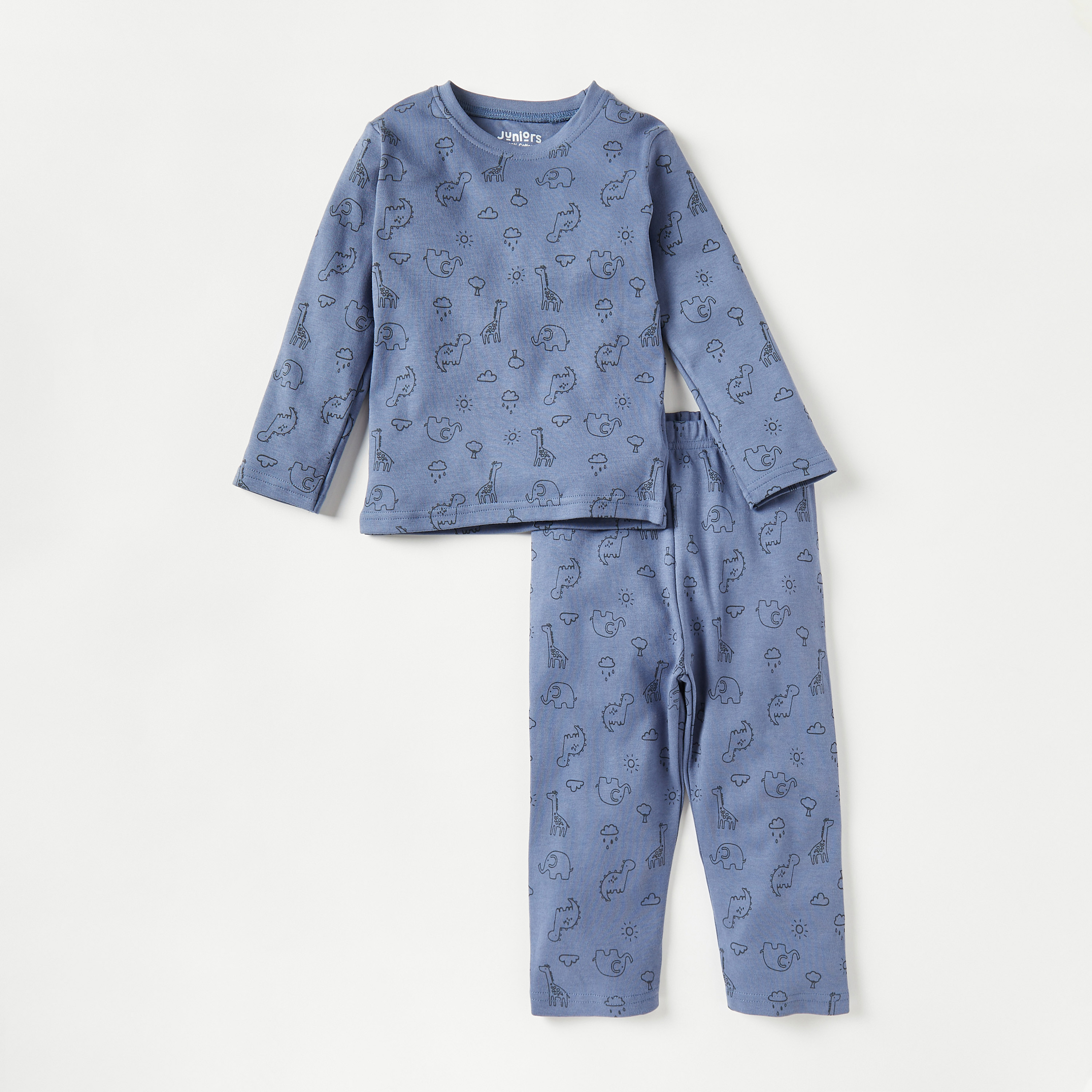 بنطلون بيجاما وتيشيرت بطبعات من جونيورز - طقم من 4 قطع-baby-boys-clothing-nightwear-pyjamasets-image-4