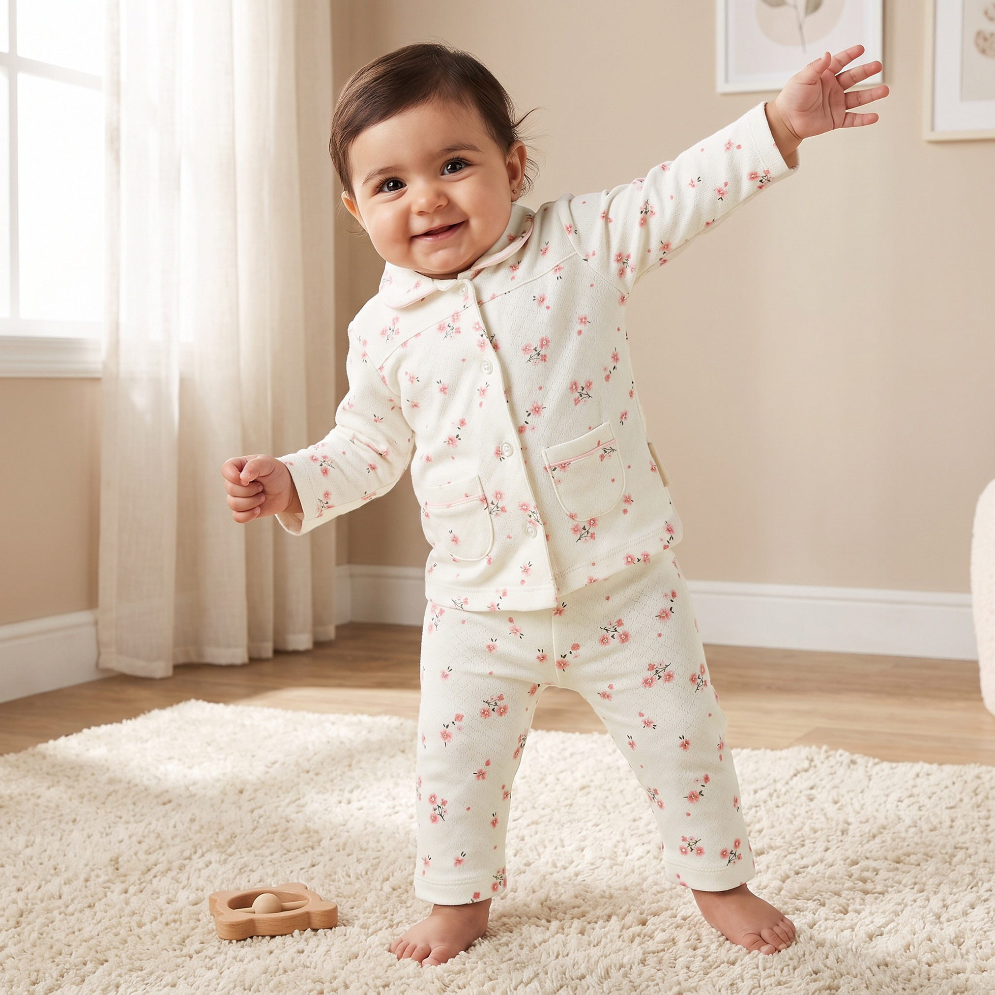 طقم بيجاما قطن بياقة عادية وأكمام طويلة وطبعات من جونيورز-baby-girls-clothing-nightwear-pyjamasets-image-2