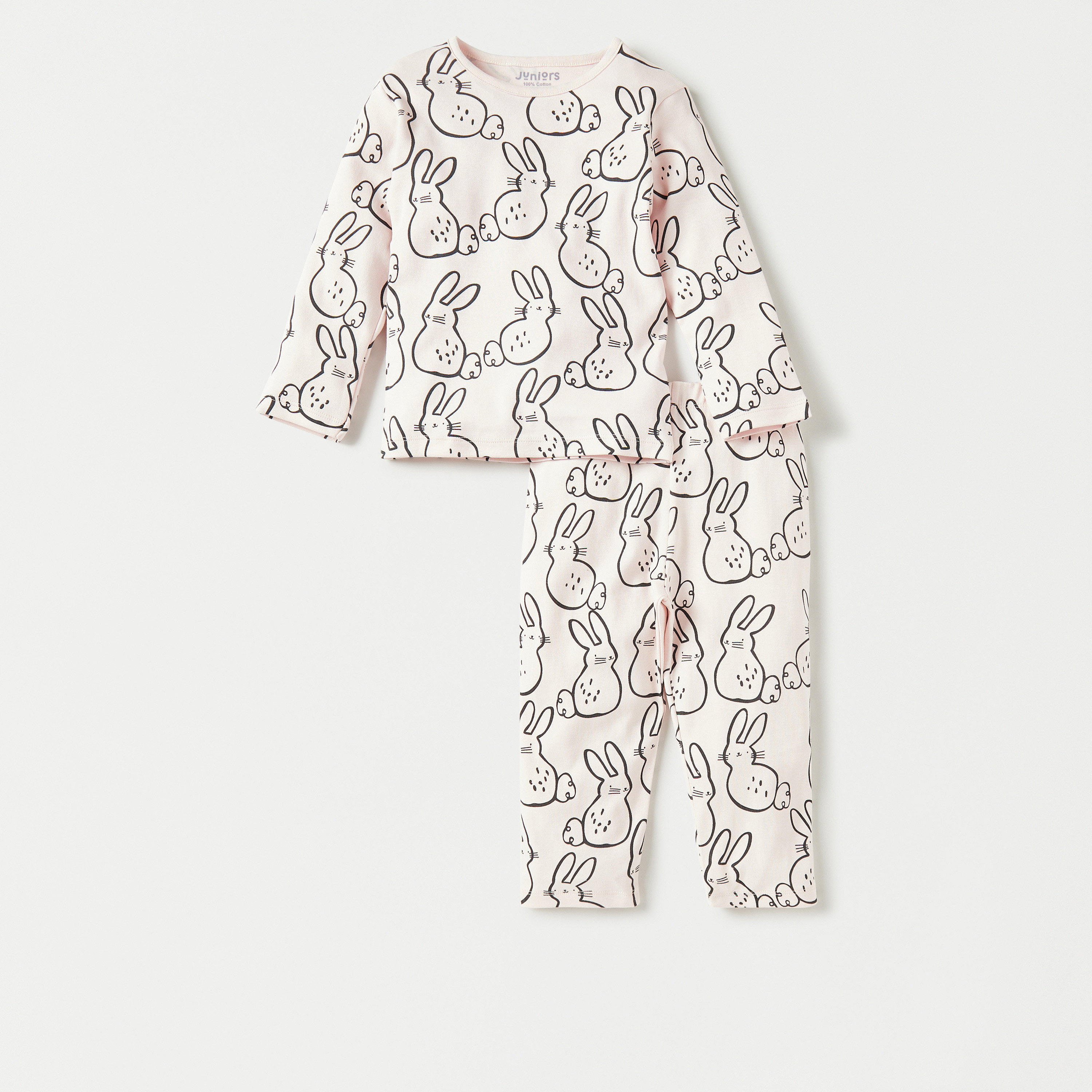 Juniors All-Over Animal Print T-shirt with Pyjamas - Set of 4-baby-girls-clothing-nightwear-pyjamasets-image-2