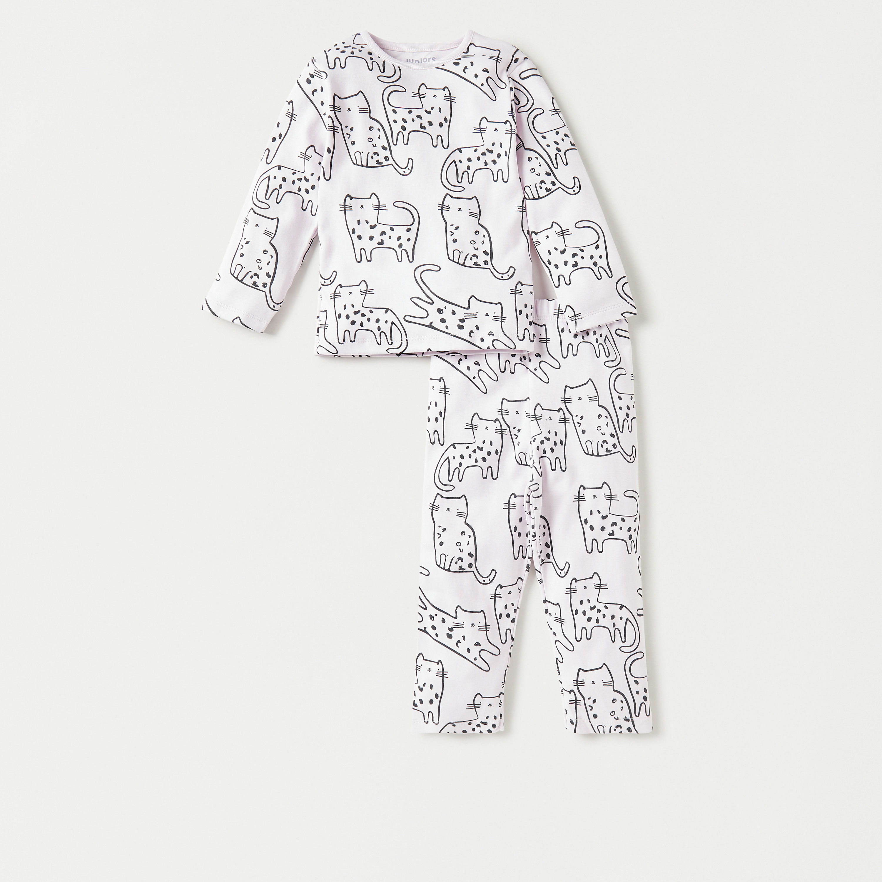 Juniors All-Over Animal Print T-shirt with Pyjamas - Set of 4-baby-girls-clothing-nightwear-pyjamasets-image-4