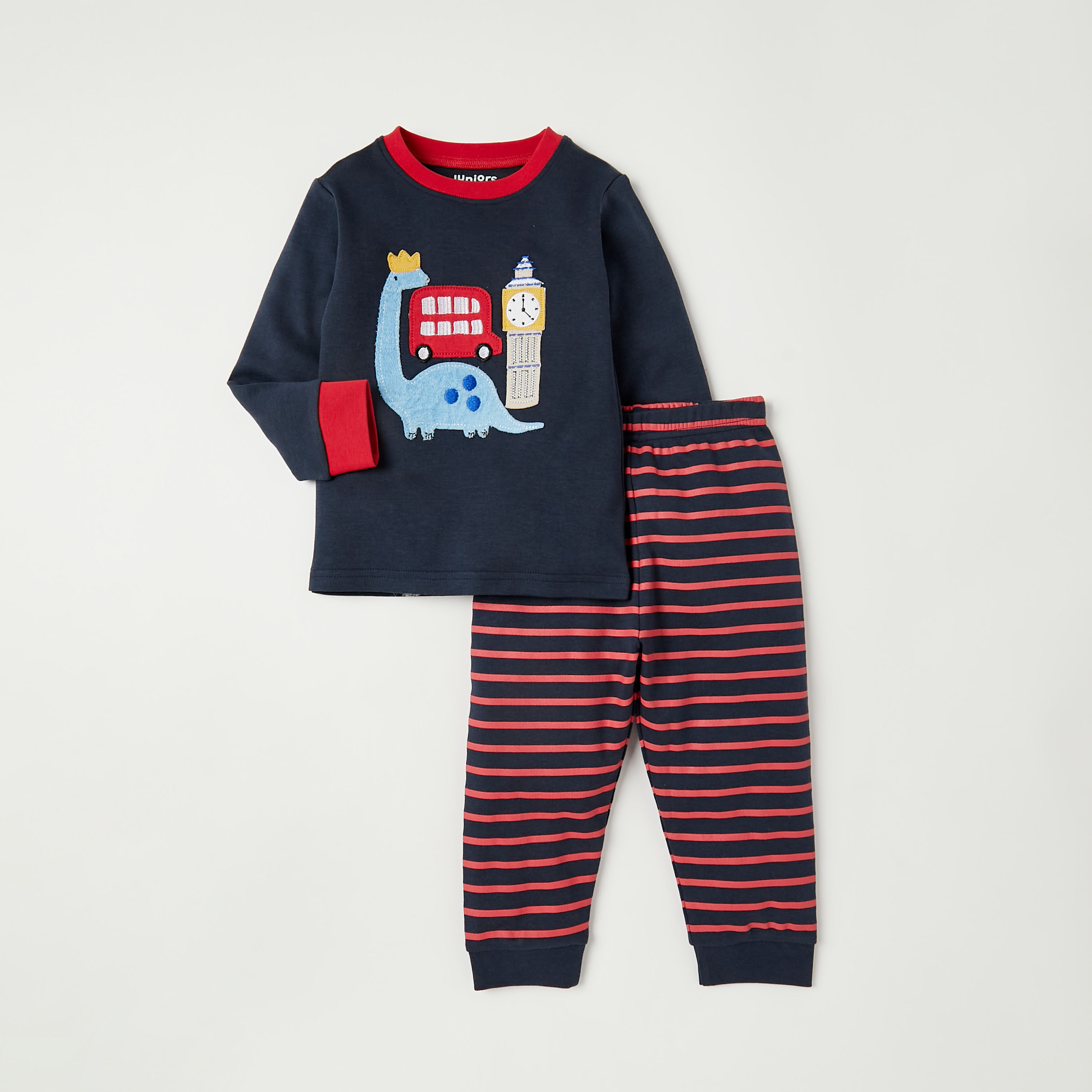 Juniors Dinosaur Applique Detail T-shirt and Pyjama Set-baby-boys-clothing-nightwear-pyjamasets-image-1
