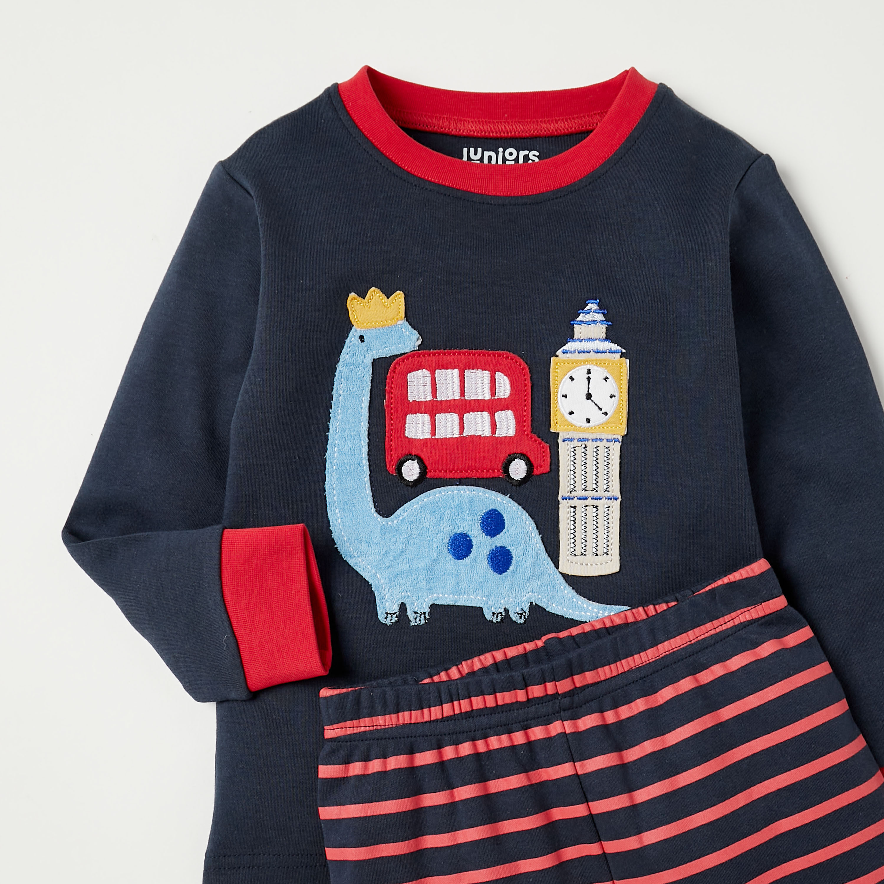 Juniors Dinosaur Applique Detail T-shirt and Pyjama Set-baby-boys-clothing-nightwear-pyjamasets-image-4