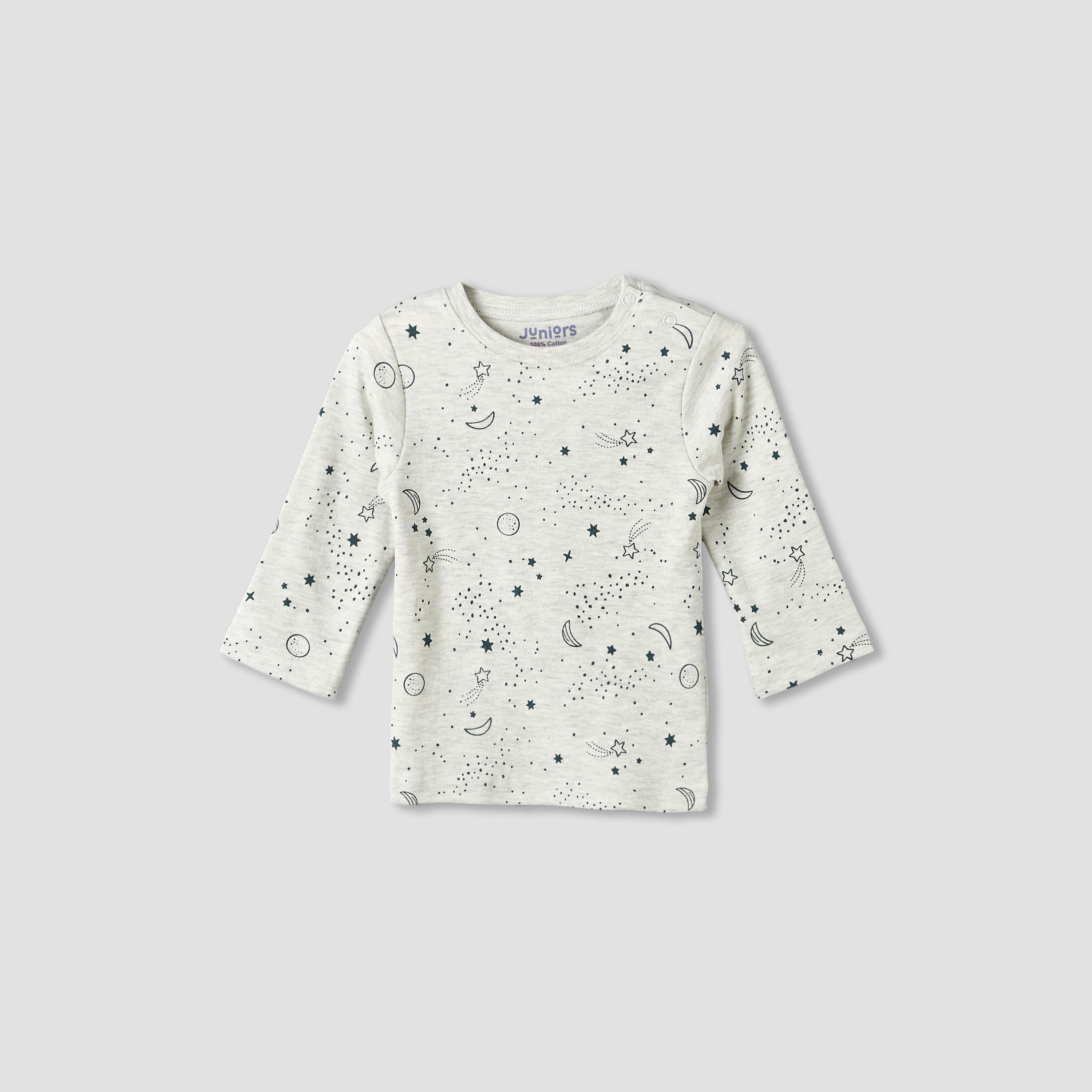 طقم بيجاما قطن بياقة ضيقة وأكمام طويلة وطبعات فضاء من جونيورز - 4 قطع-baby-boys-clothing-nightwear-pyjamasets-image-11