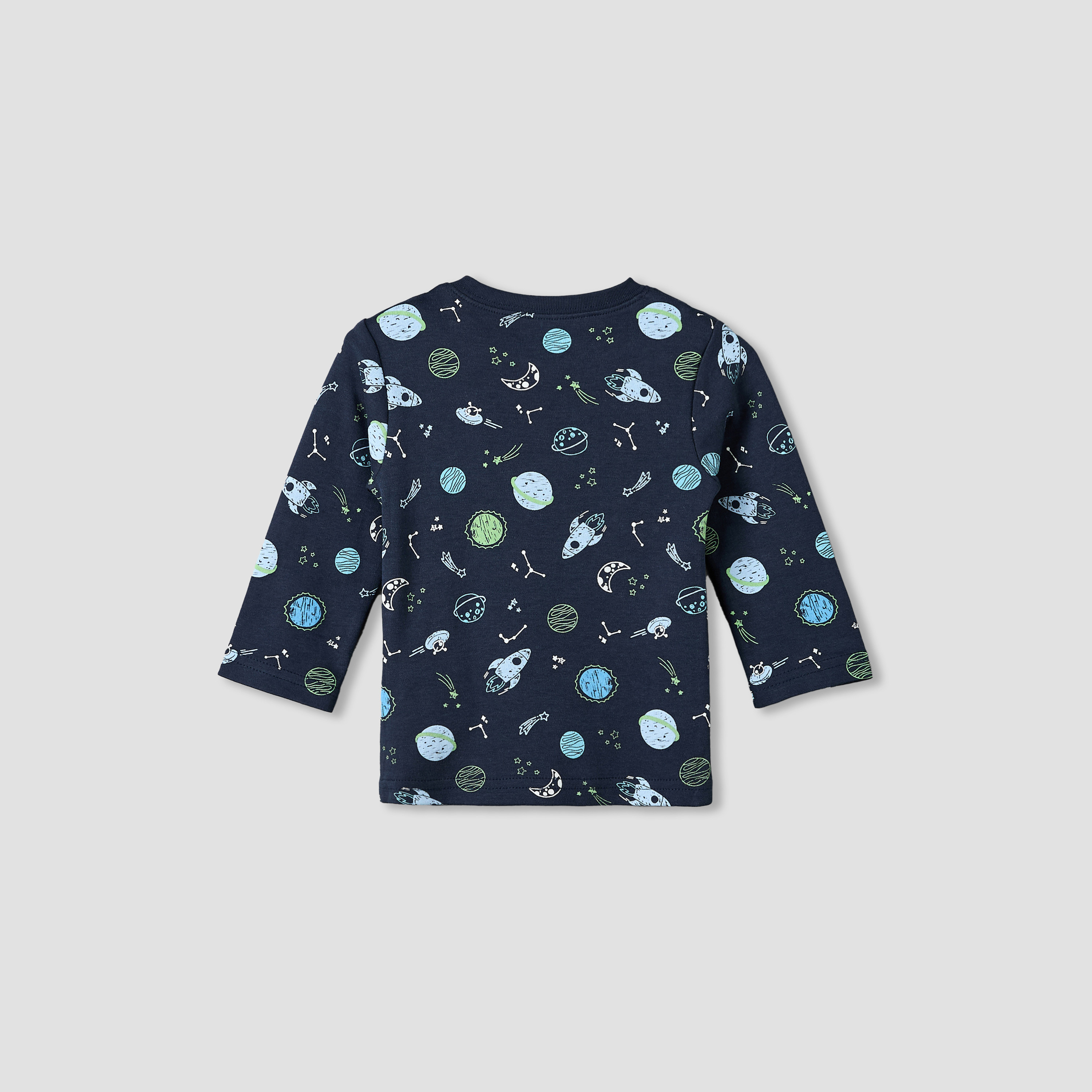 طقم بيجاما قطن بياقة ضيقة وأكمام طويلة وطبعات فضاء من جونيورز - 4 قطع-baby-boys-clothing-nightwear-pyjamasets-image-5