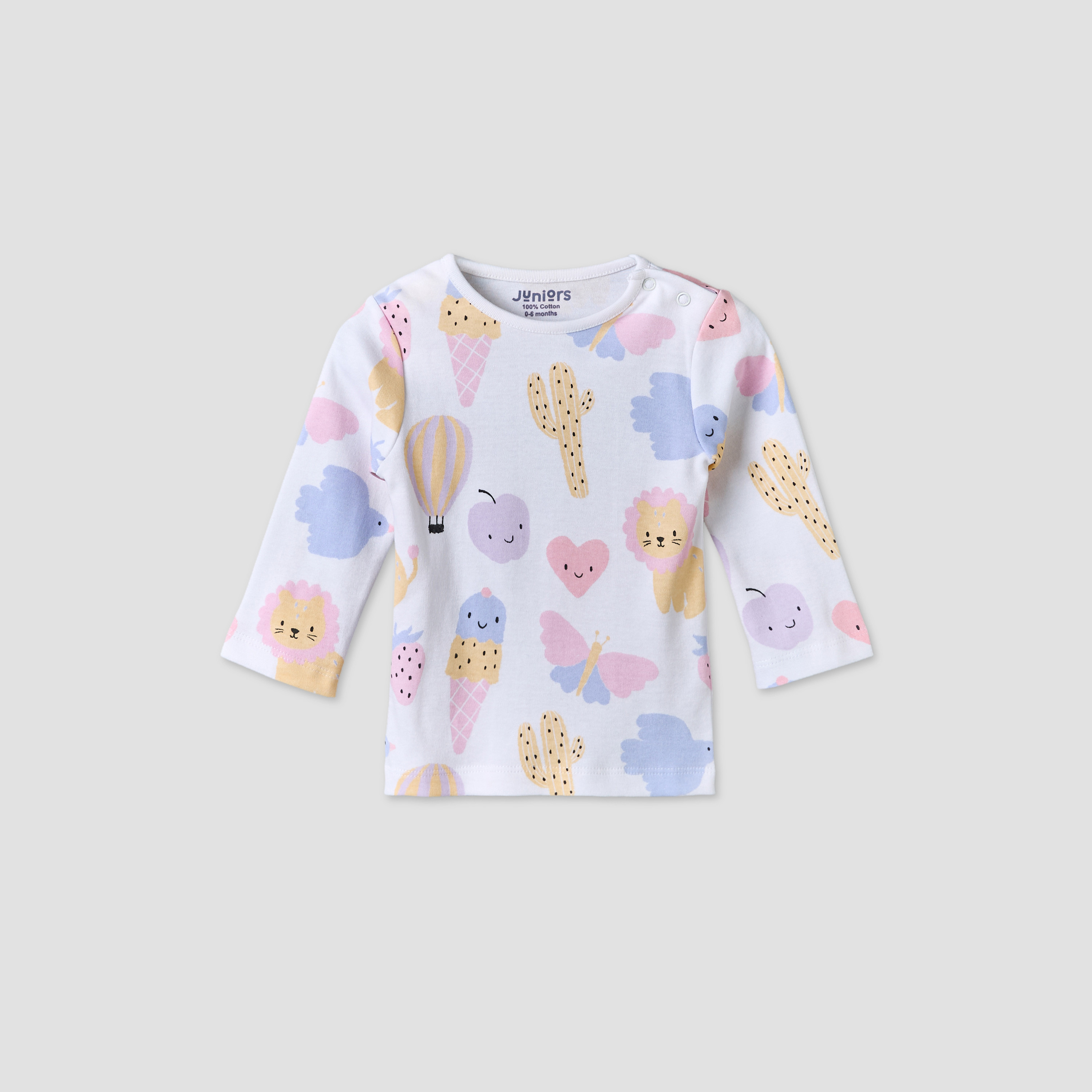 Pack of 4 Juniors Cotton Crew Neck Long Sleeves Pyjama Set with Assorted Prints-baby-girls-clothing-nightwear-pyjamasets-image-6