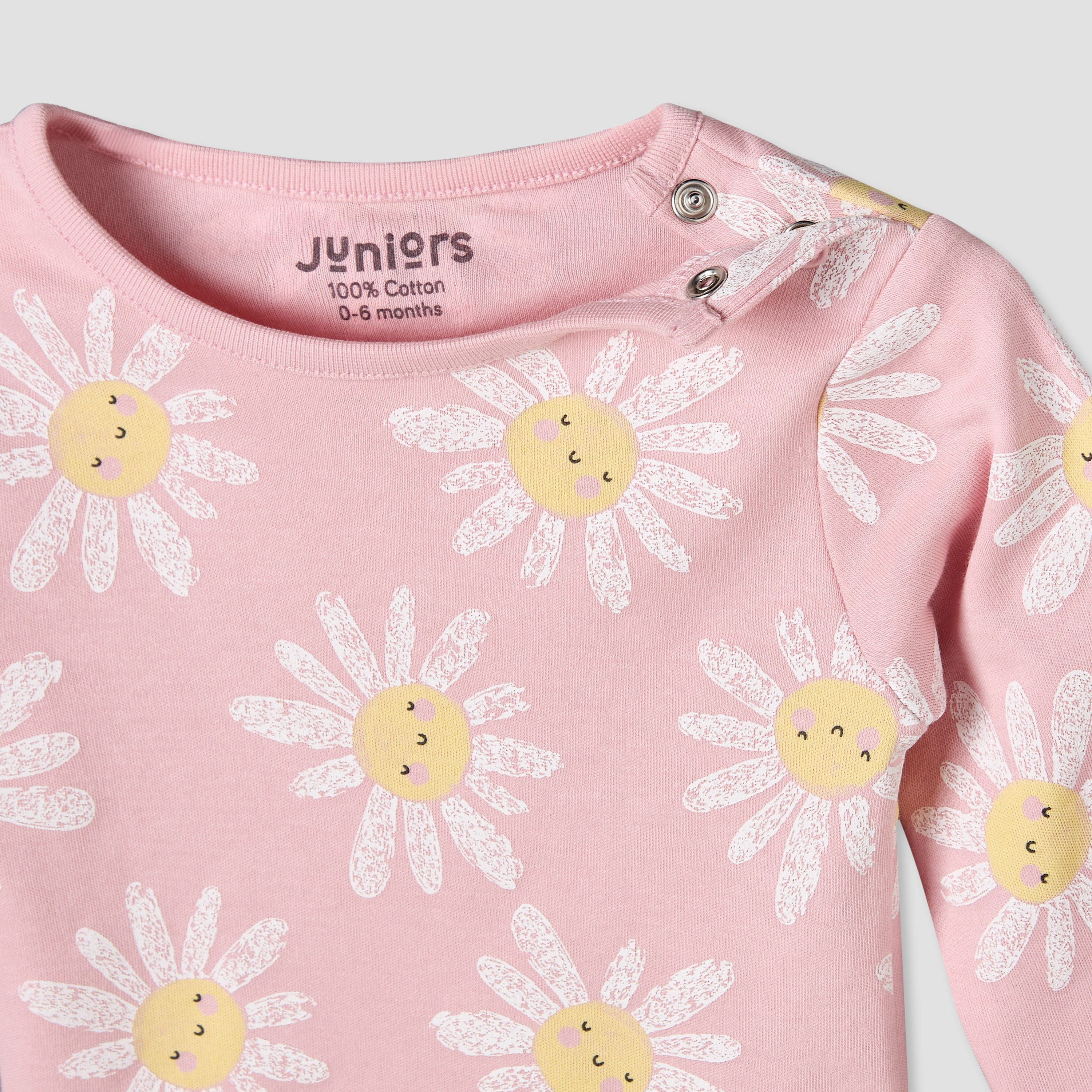 طقم بيجاما قطن بطبعة زهور وياقة مستديرة وأكمام طويلة من جونيورز - طقم من 4 قطع-baby-girls-clothing-nightwear-pyjamasets-image-11