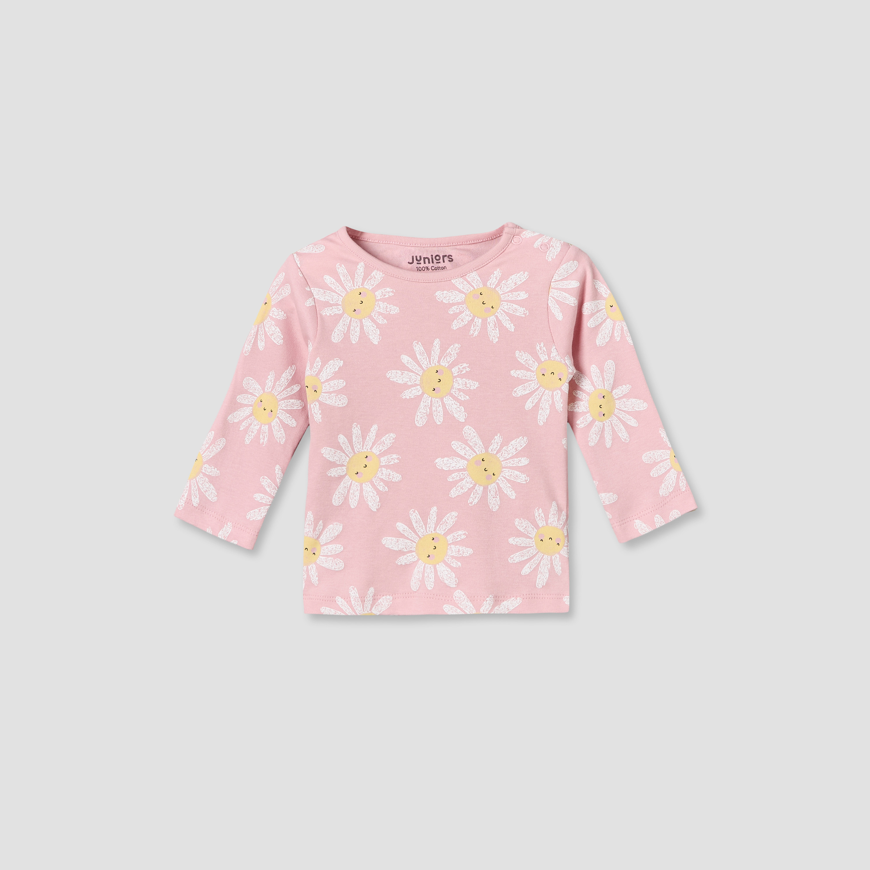 طقم بيجاما قطن بطبعة زهور وياقة مستديرة وأكمام طويلة من جونيورز - طقم من 4 قطع-baby-girls-clothing-nightwear-pyjamasets-image-15