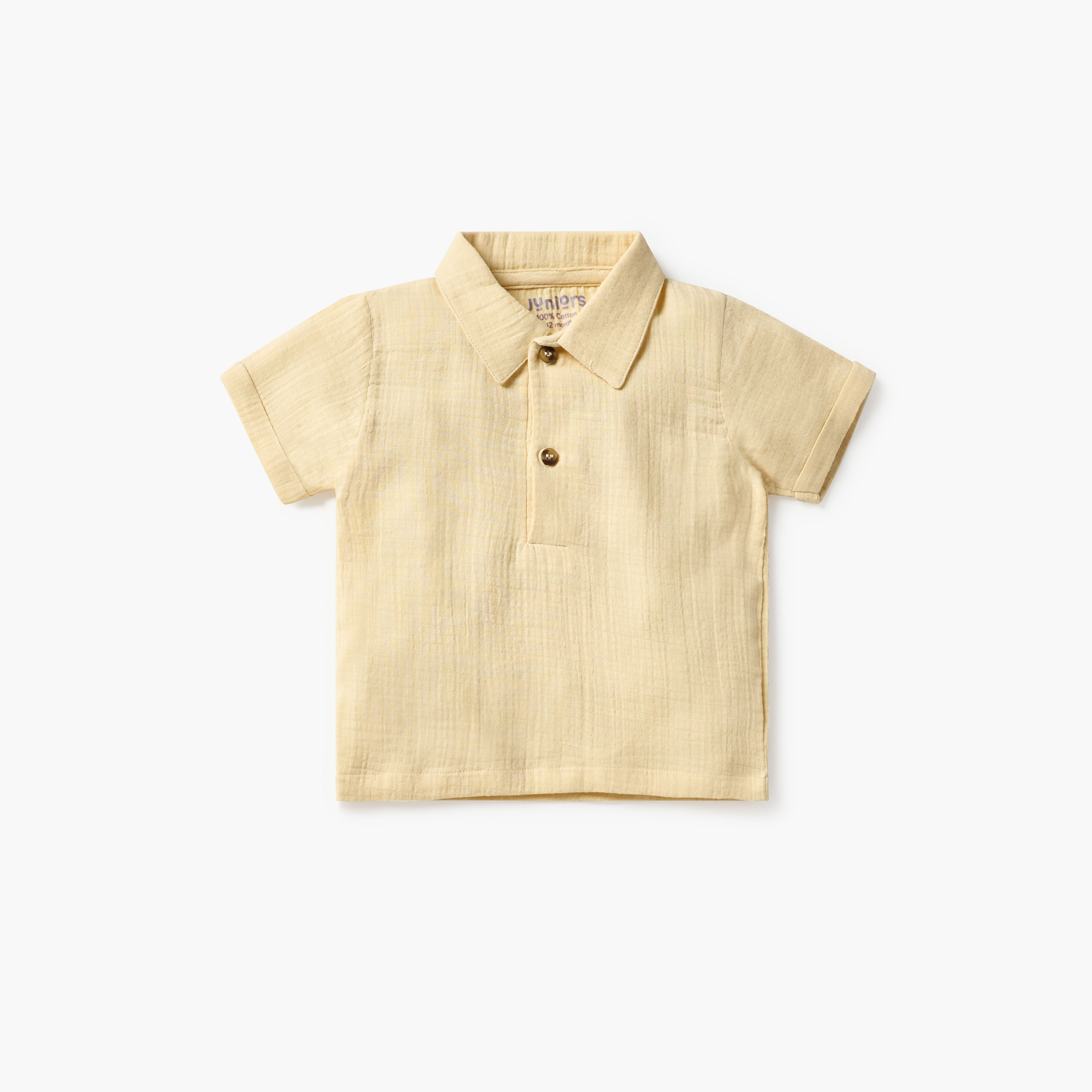 Juniors Textured Muslin Polo T-shirt and Pyjama Set-baby-boys-clothing-setsandcoords-image-2