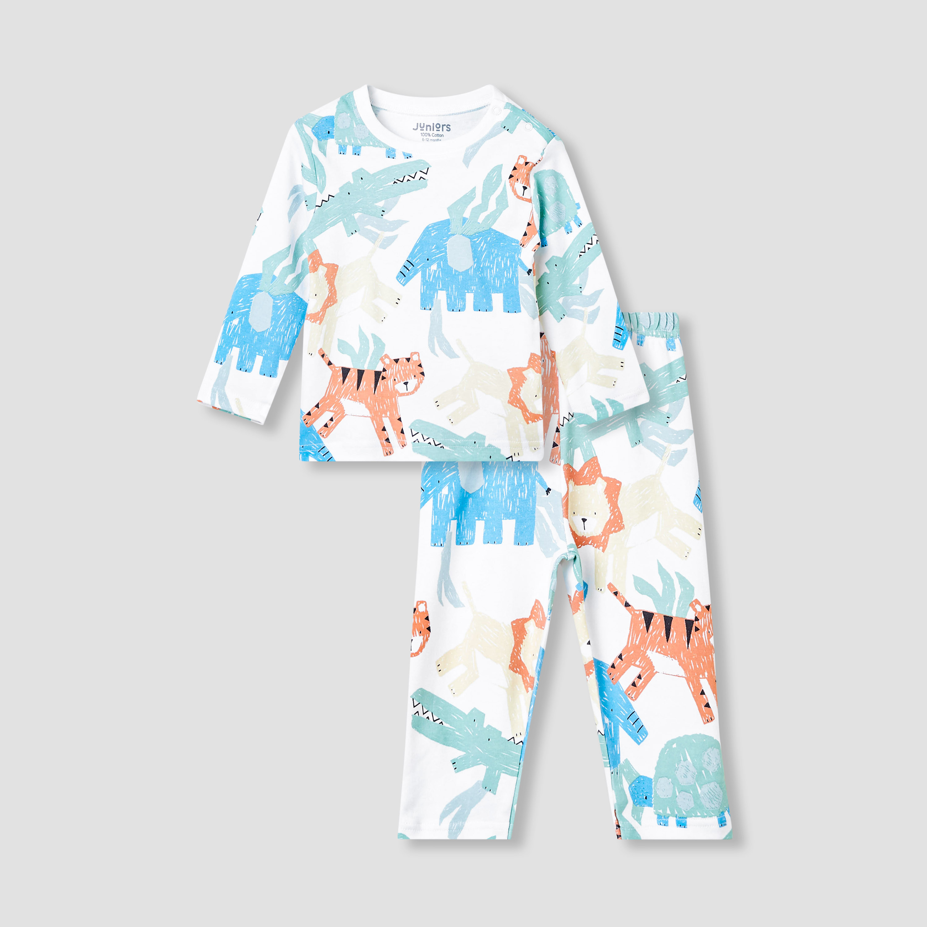 Juniors Animal Print T-shirt and Pyjama Set-baby-boys-clothing-nightwear-pyjamasets-image-1