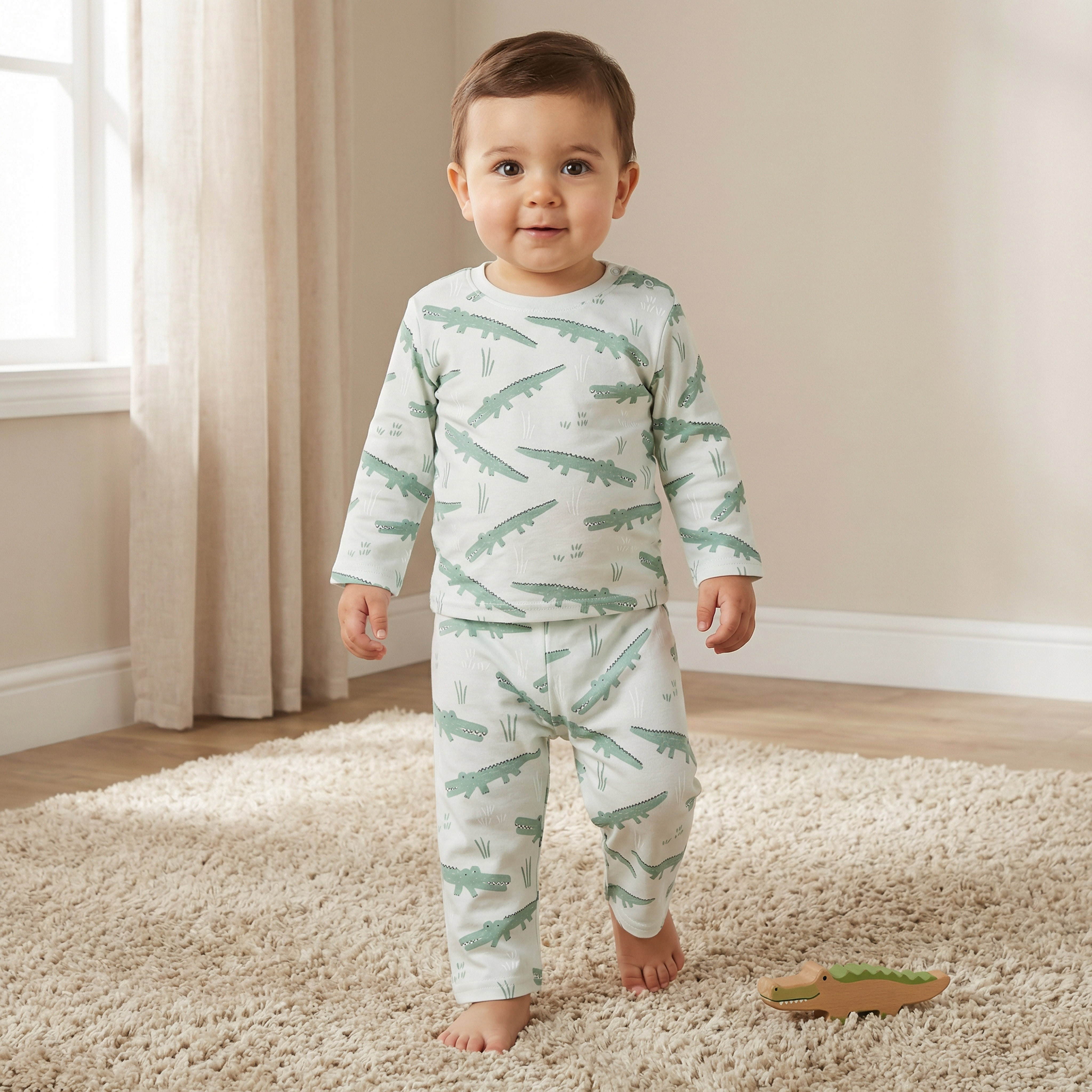 طقم بنطلون بيجاما وتيشيرت بطبعات زرافة من جونيورز-baby-girls-clothing-nightwear-pyjamasets-image-1