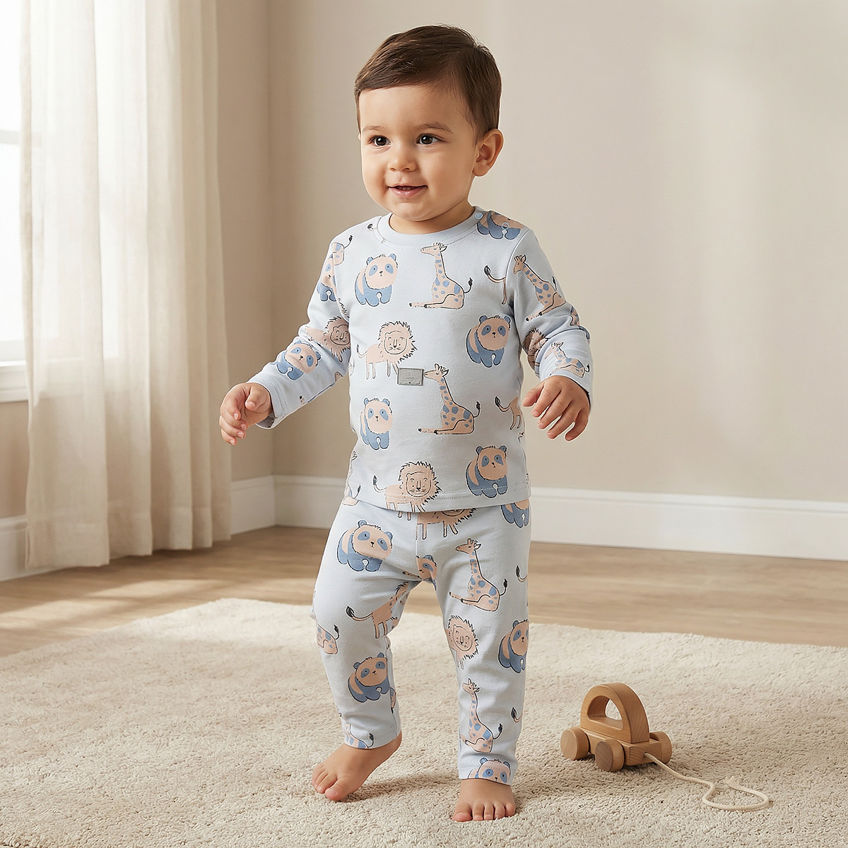 Juniors Animal Print T-shirt and Pyjama Set-baby-girls-clothing-nightwear-pyjamasets-image-1