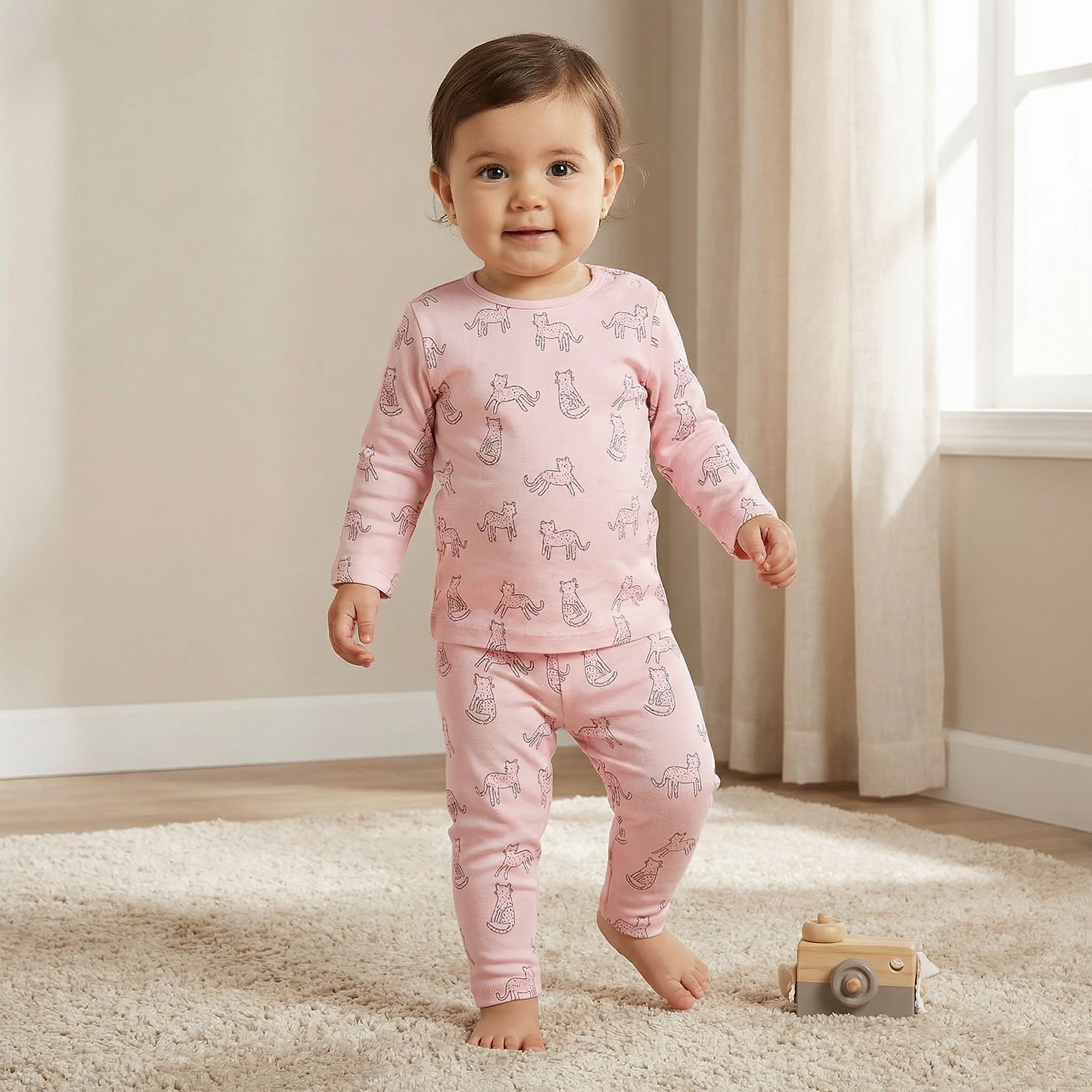 Juniors Pyjama Set with Bear Print - Cotton - Long Sleeves - Crew Neck-baby-boys-clothing-nightwear-pyjamasets-image-1