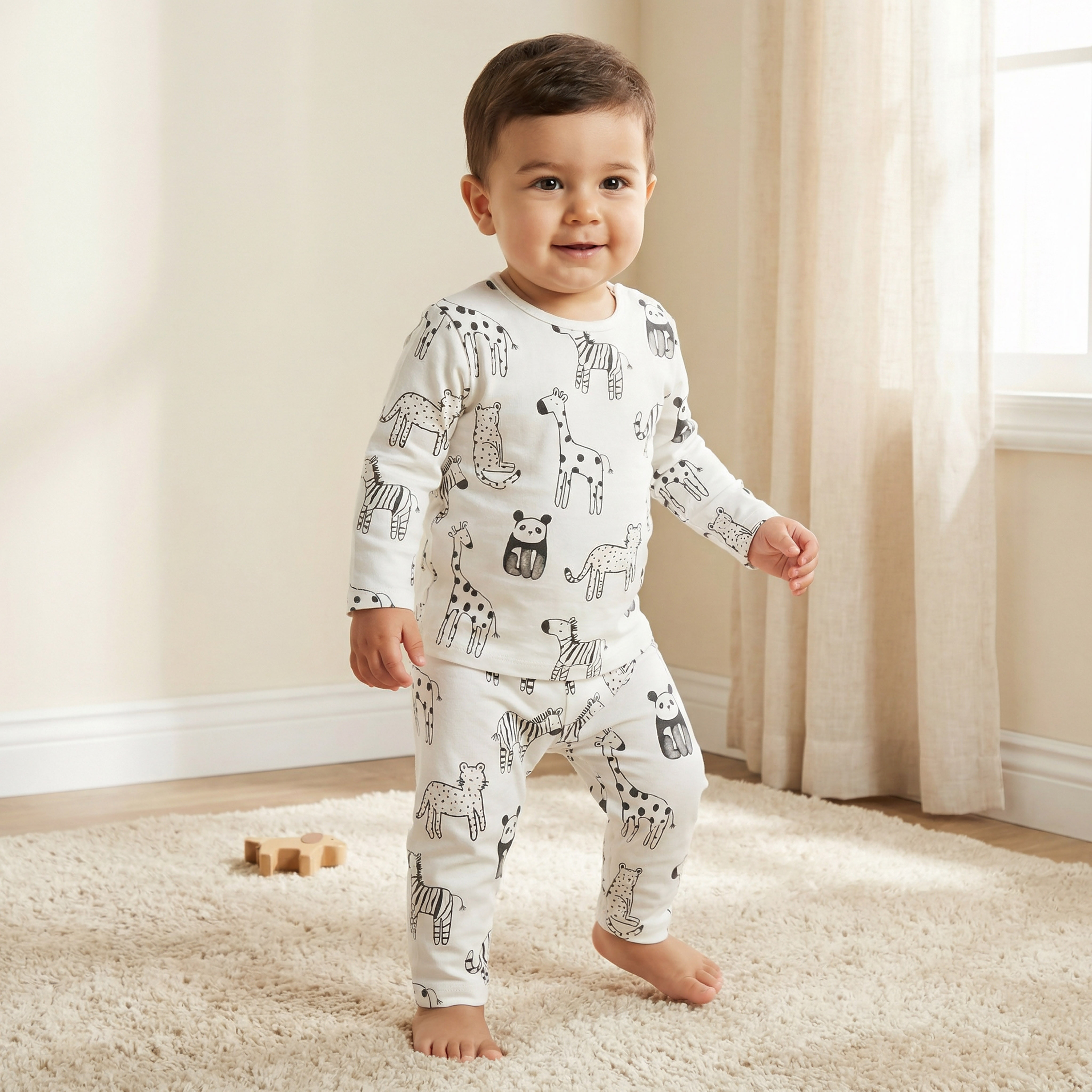 Juniors Animal Print T-shirt and Pyjama Set-baby-girls-clothing-nightwear-pyjamasets-image-1