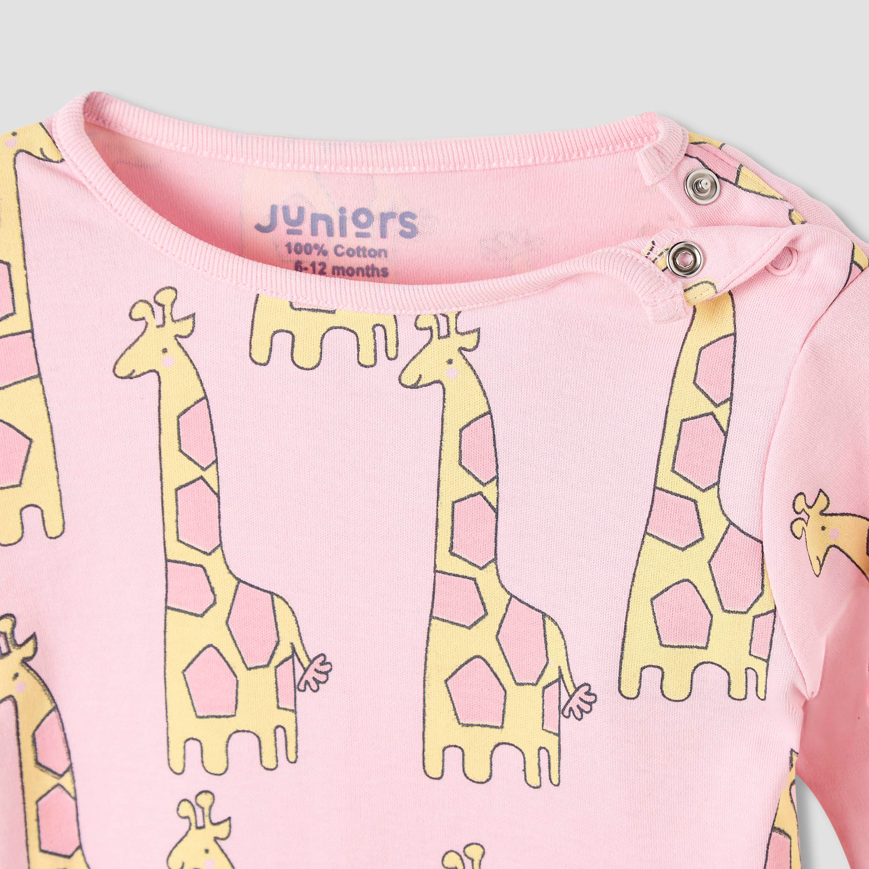 Juniors Printed T-shirt and Pyjama Set-baby-girls-clothing-nightwear-pyjamasets-image-4