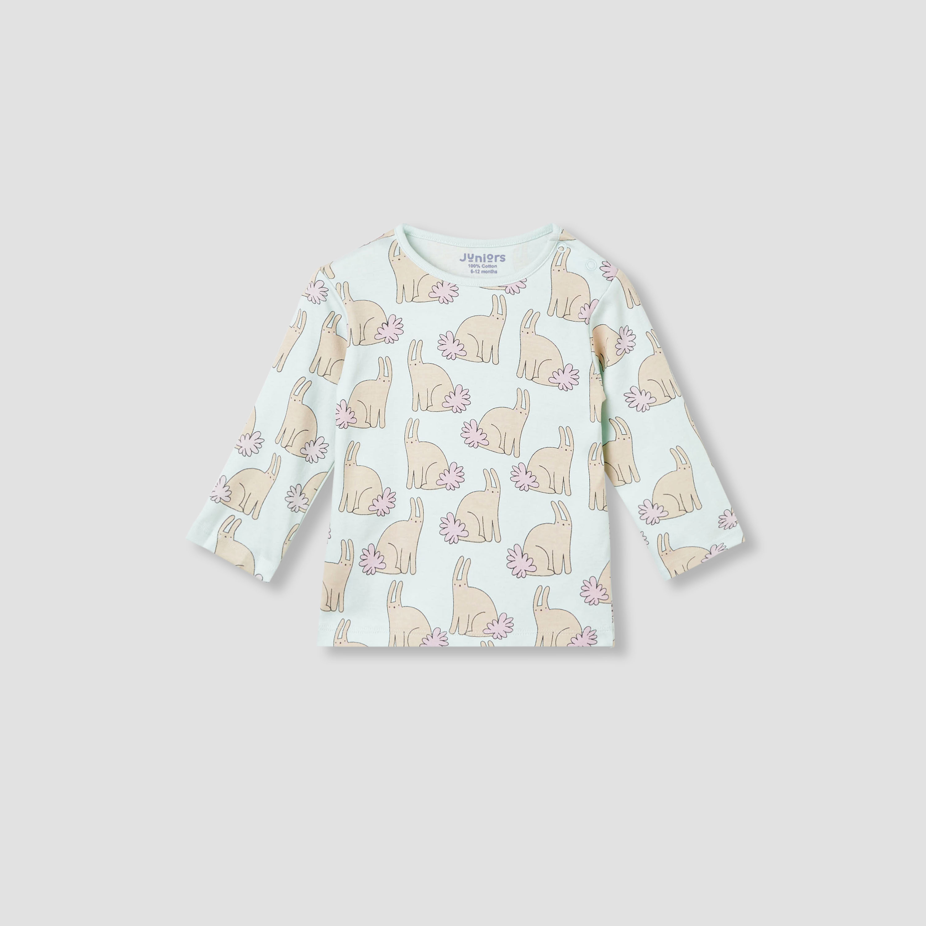 Juniors Bunny Print T-shirt and Pyjama Set-baby-girls-clothing-nightwear-pyjamasets-image-2