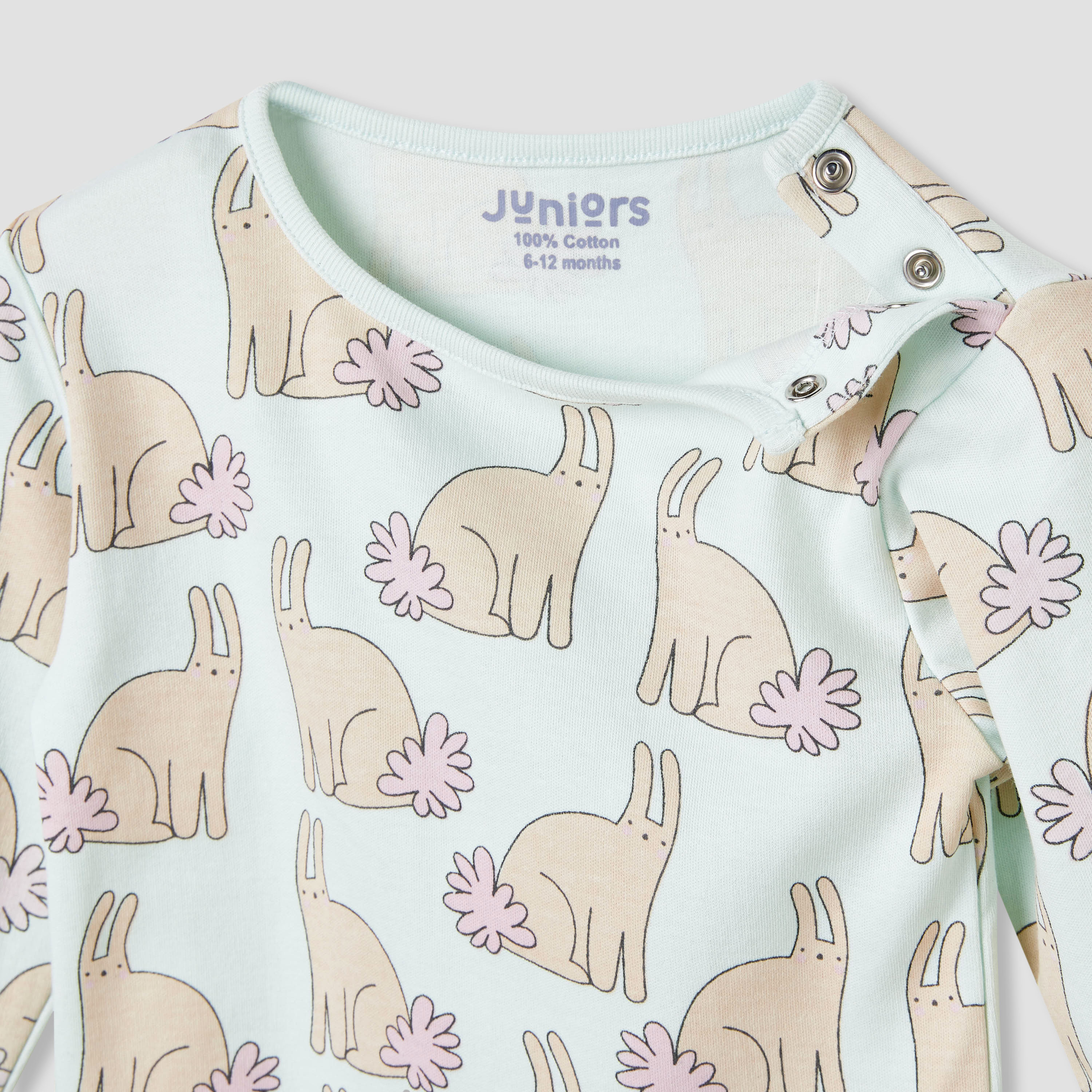 Juniors Bunny Print T-shirt and Pyjama Set-baby-girls-clothing-nightwear-pyjamasets-image-4