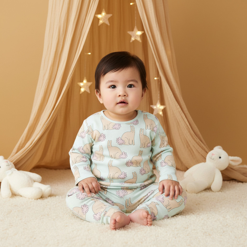 Juniors Bunny Print T-shirt and Pyjama Set-baby-girls-clothing-nightwear-pyjamasets-image-8