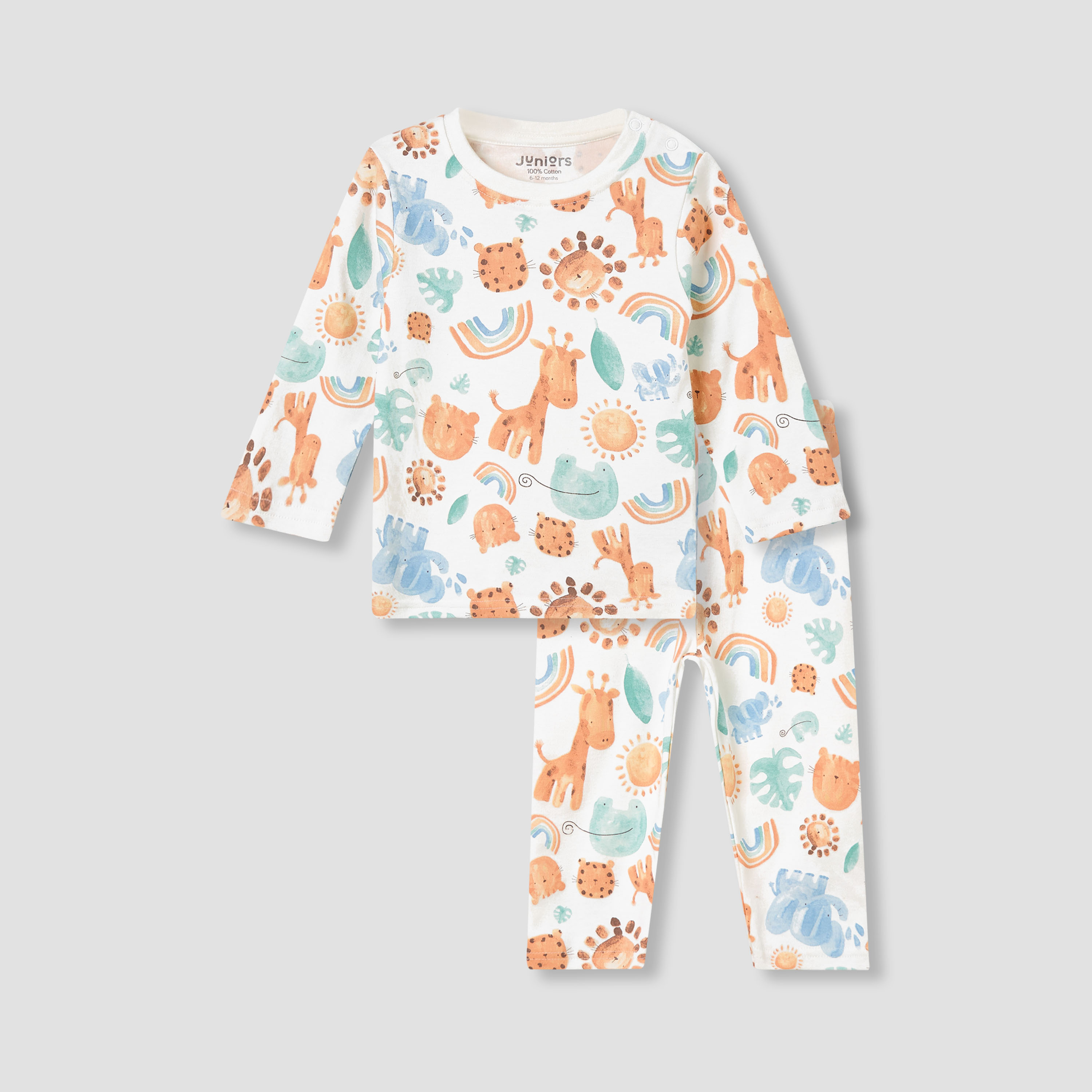 Juniors Animal Print T-shirt and Pyjama Set-baby-boys-clothing-nightwear-pyjamasets-image-1