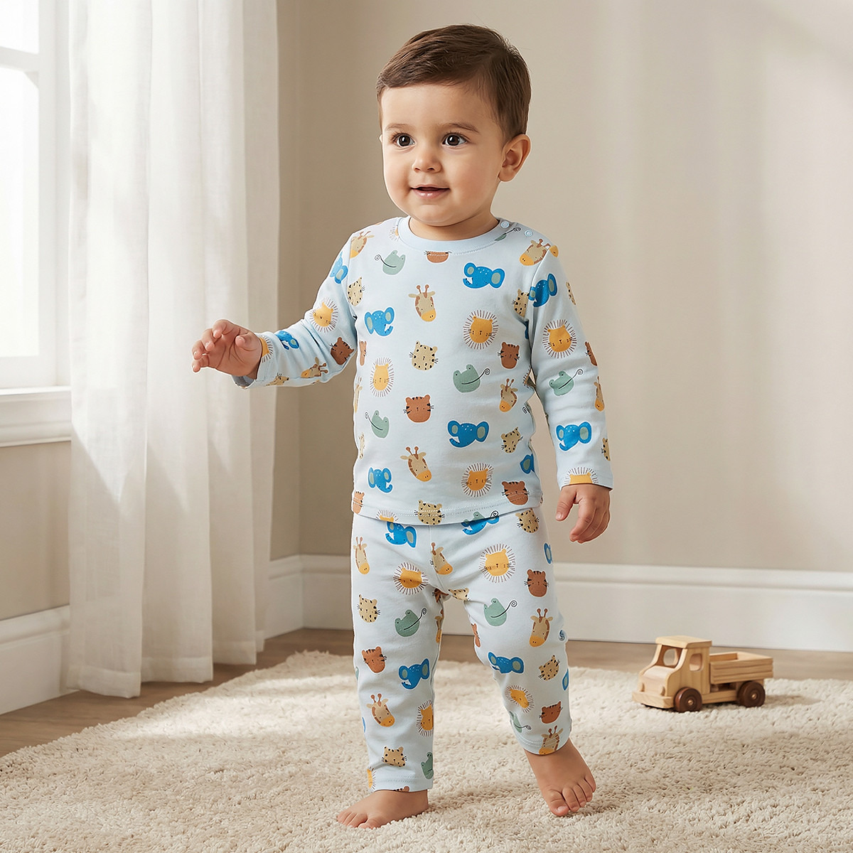 Juniors Bunny Print T-shirt and Pyjama Set-baby-girls-clothing-nightwear-pyjamasets-image-1
