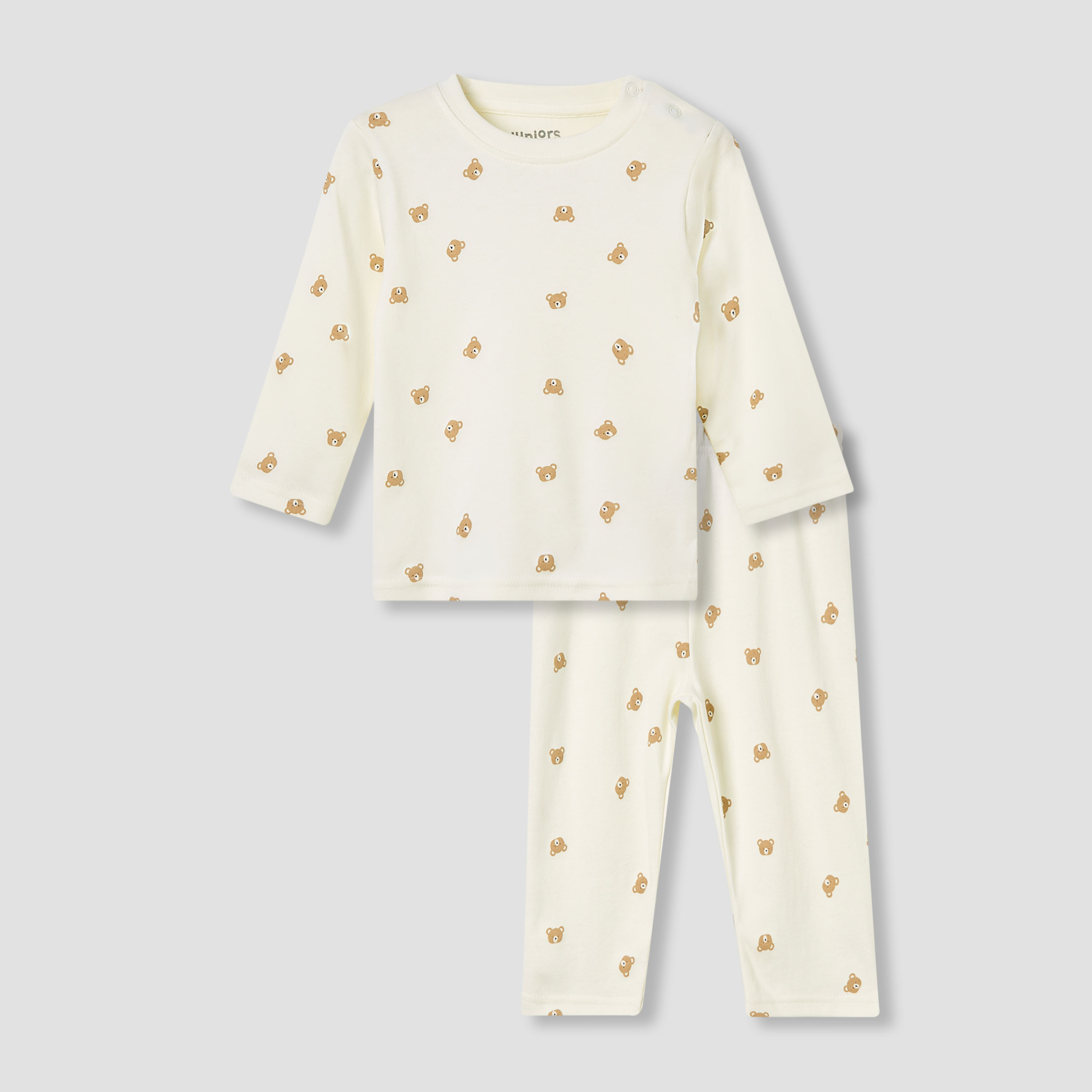 Juniors Pyjama Set with Bear Print - Cotton - Long Sleeves - Crew Neck-baby-boys-clothing-nightwear-pyjamasets-image-2