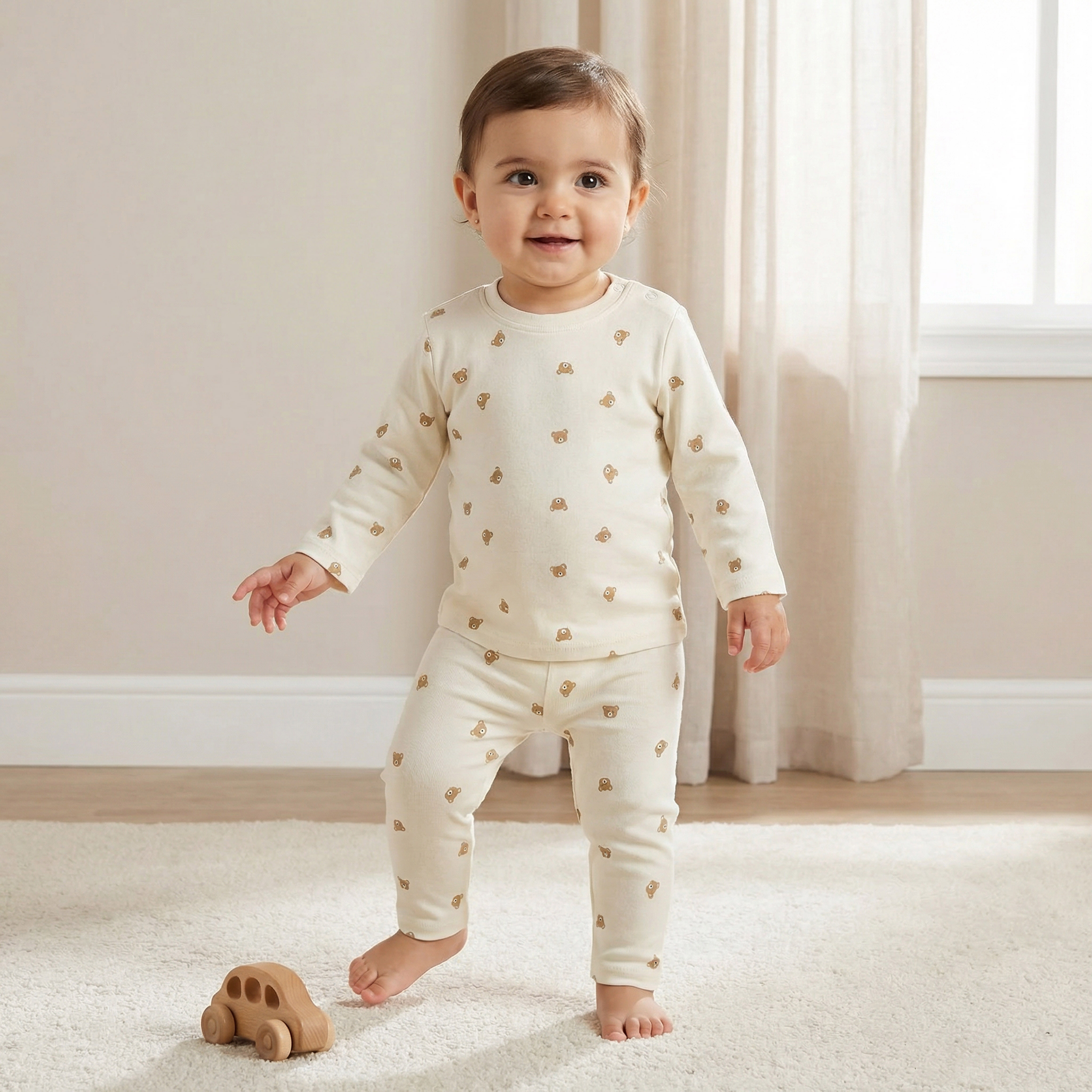 Juniors Pyjama Set with Bear Print - Cotton - Long Sleeves - Crew Neck-baby-boys-clothing-nightwear-pyjamasets-image-1