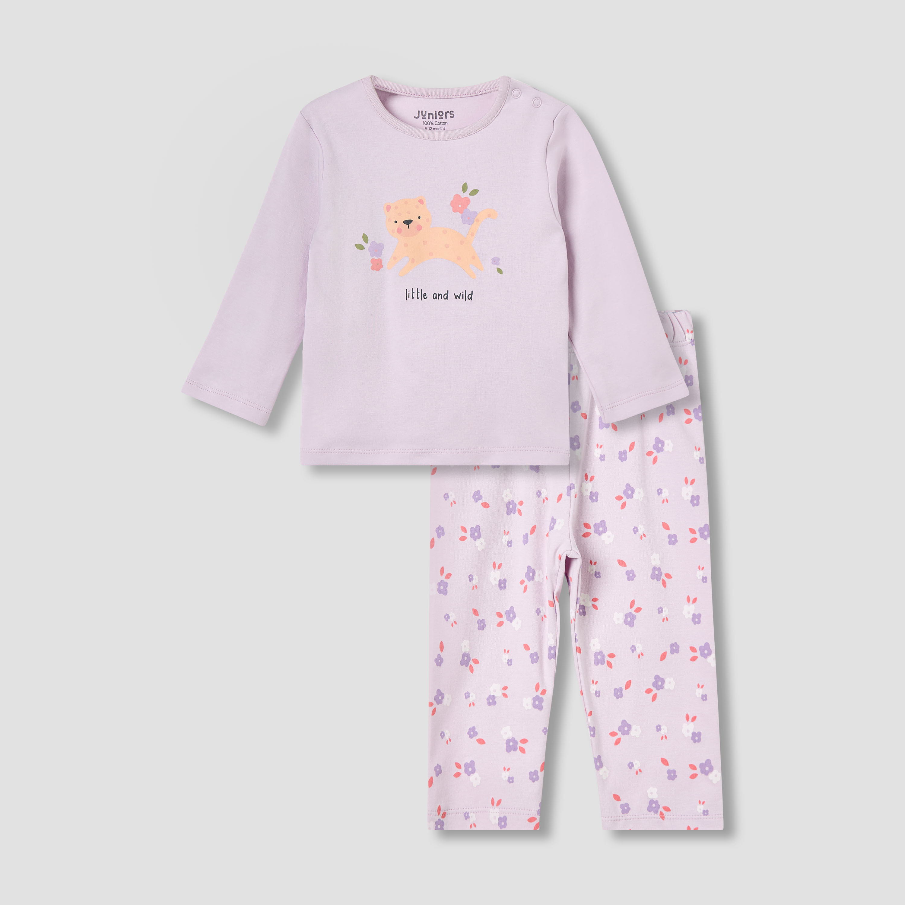 Juniors Printed T-shirt and Pyjama Set-baby-girls-clothing-nightwear-pyjamasets-image-1
