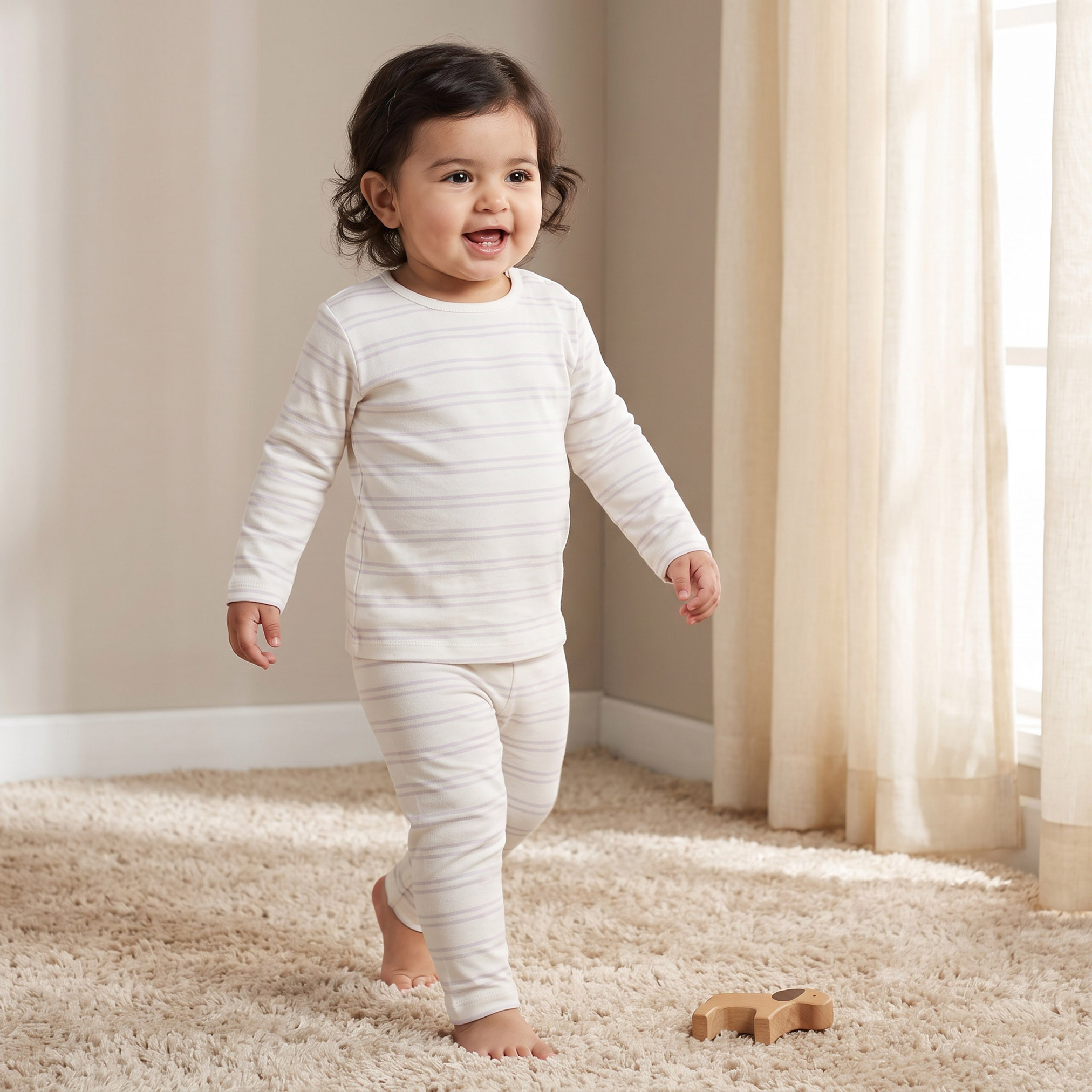 طقم بيجاما قطن بأكمام طويلة وياقة ضيقة وطبعات من جونيورز-baby-girls-clothing-nightwear-pyjamasets-image-1