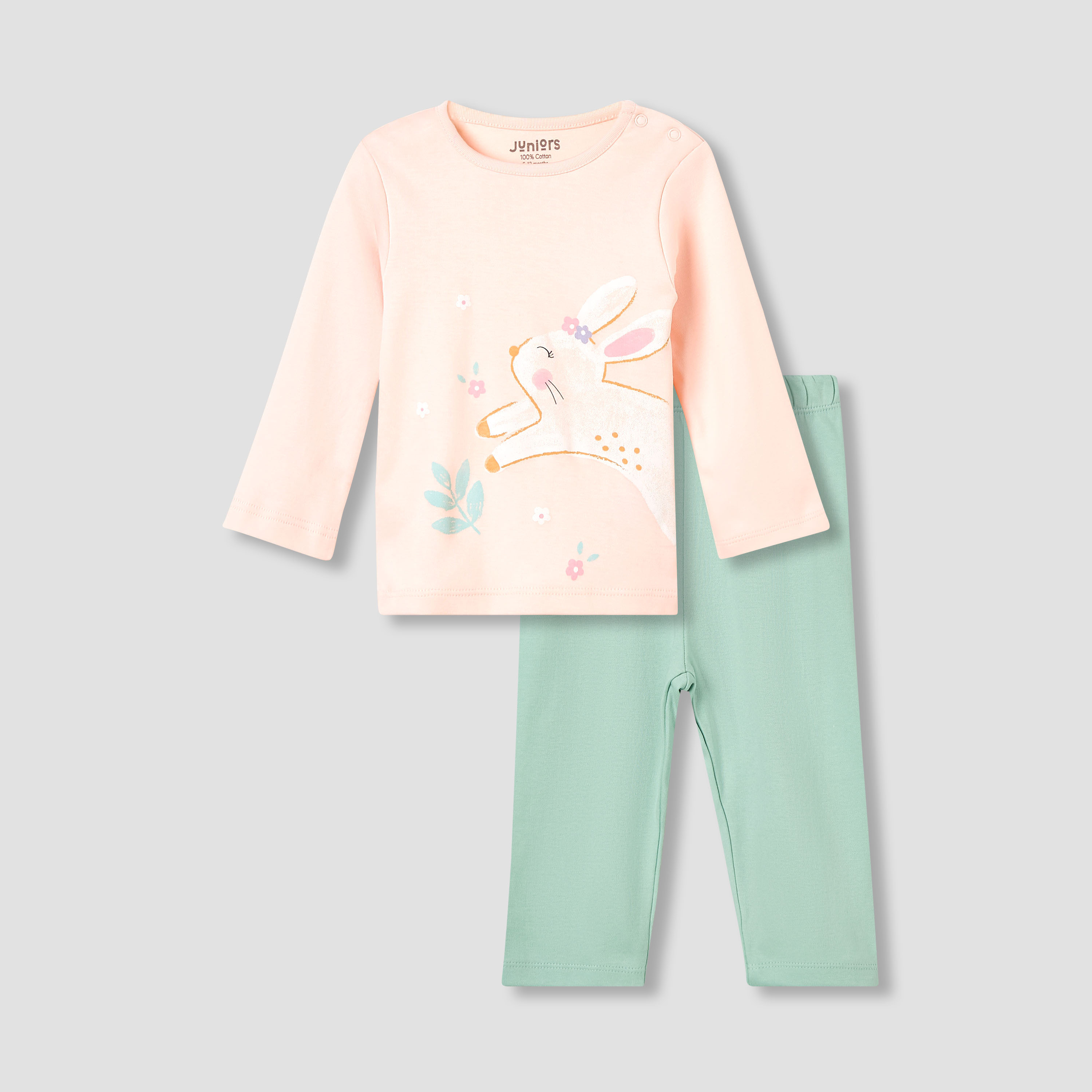 Juniors Printed T-shirt and Pyjama Set-baby-girls-clothing-nightwear-pyjamasets-image-1