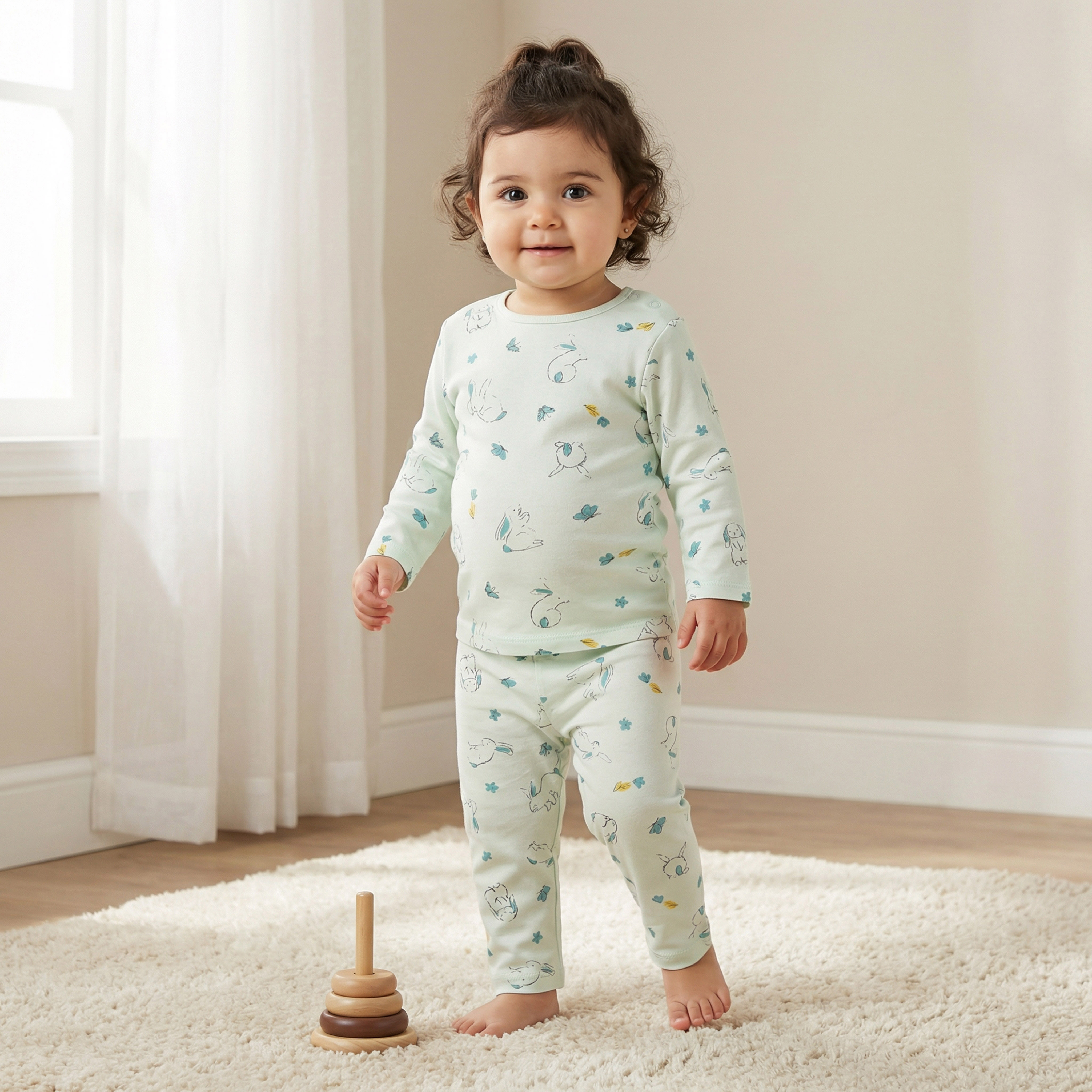 Juniors Pyjama Set with Bear Print - Cotton - Long Sleeves - Crew Neck-baby-boys-clothing-nightwear-pyjamasets-image-1