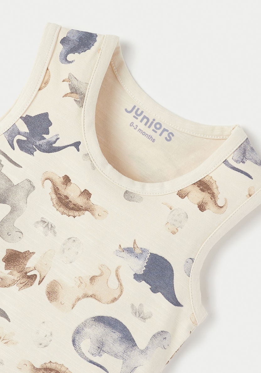 Juniors All-Over Dinosaur Print Sleeveless Bodysuit-Bodysuits-image-1