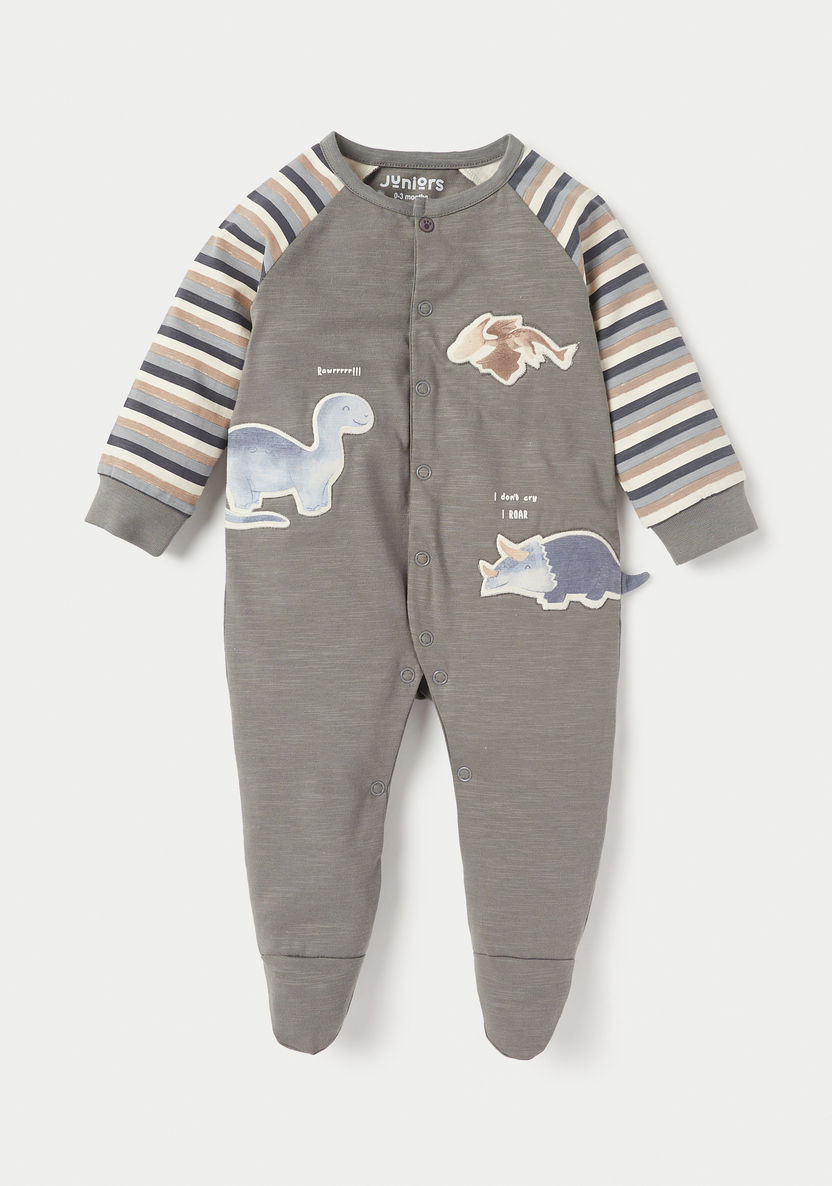Juniors Applique Detail Footed Sleepsuit with Long Sleeves-Sleepsuits-image-0