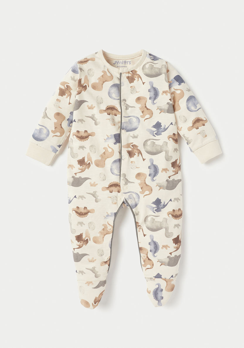 Juniors Dinosaur All-Over Print Footed Sleepsuit with Long Sleeves-Sleepsuits-image-0
