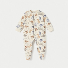 Juniors Dinosaur All-Over Print Footed Sleepsuit with Long Sleeves