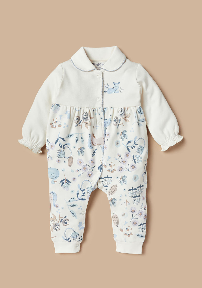 Juniors Printed Collared Sleepsuit with Button Closure-Sleepsuits-image-0