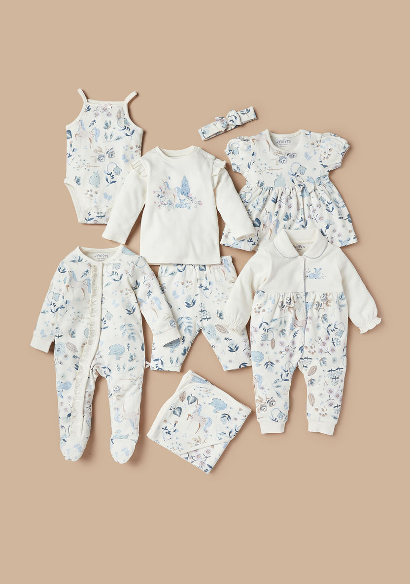 Juniors Printed Collared Sleepsuit with Button Closure-Sleepsuits-image-4